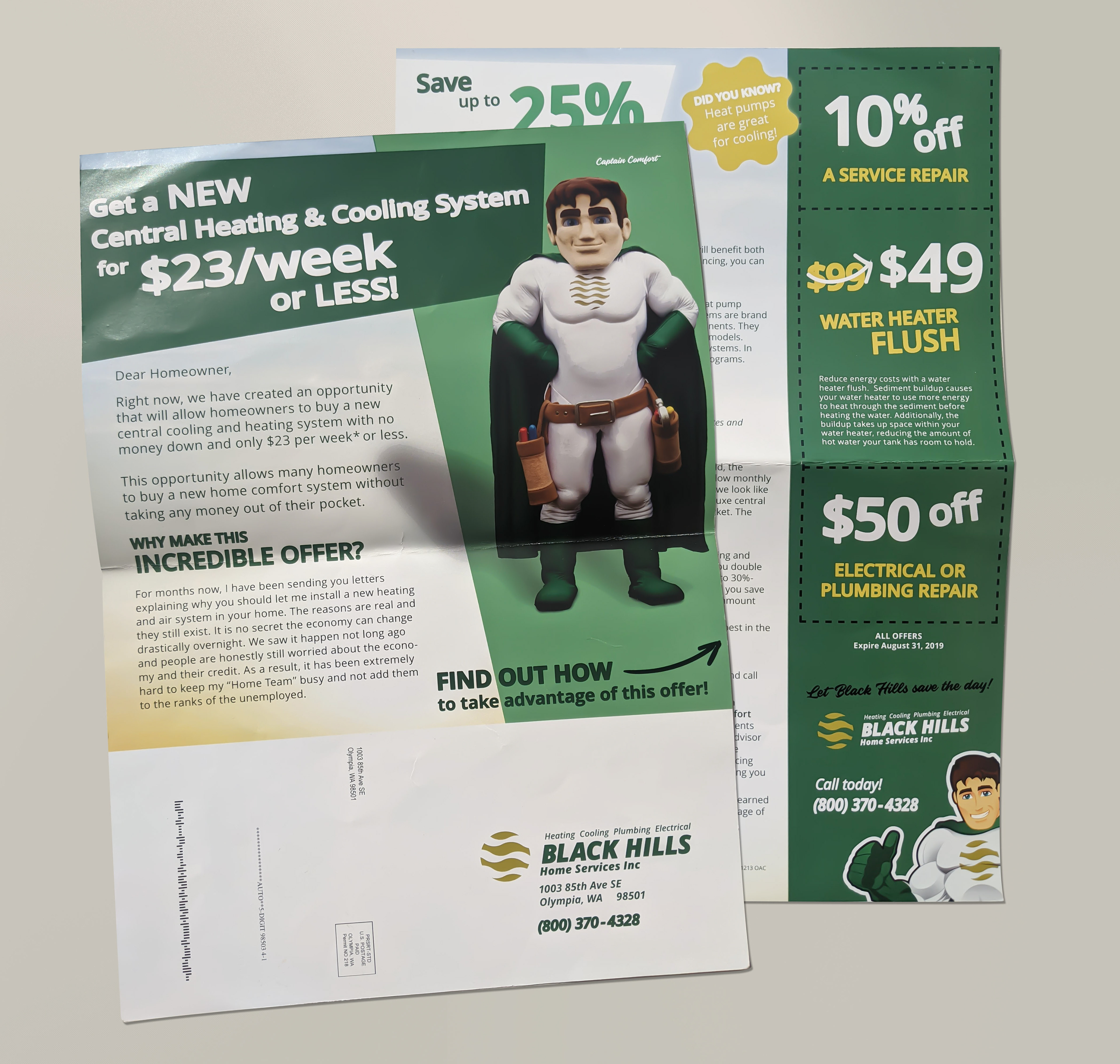 Ownership preferred mail as the primary form of marketing for Black Hills. The previous oversized postcard mailer was replaced with a more engaging design like this.