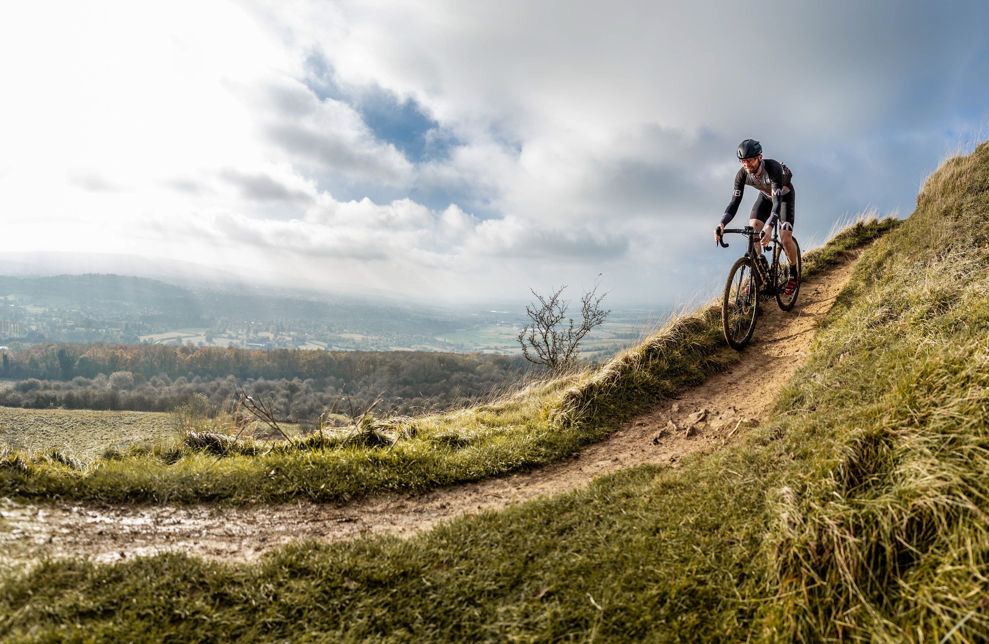 Cyclocross athlete on Cleeve Hill, Cheltenham, England. Image taken by Christopher Hall - chrishallphoto.com