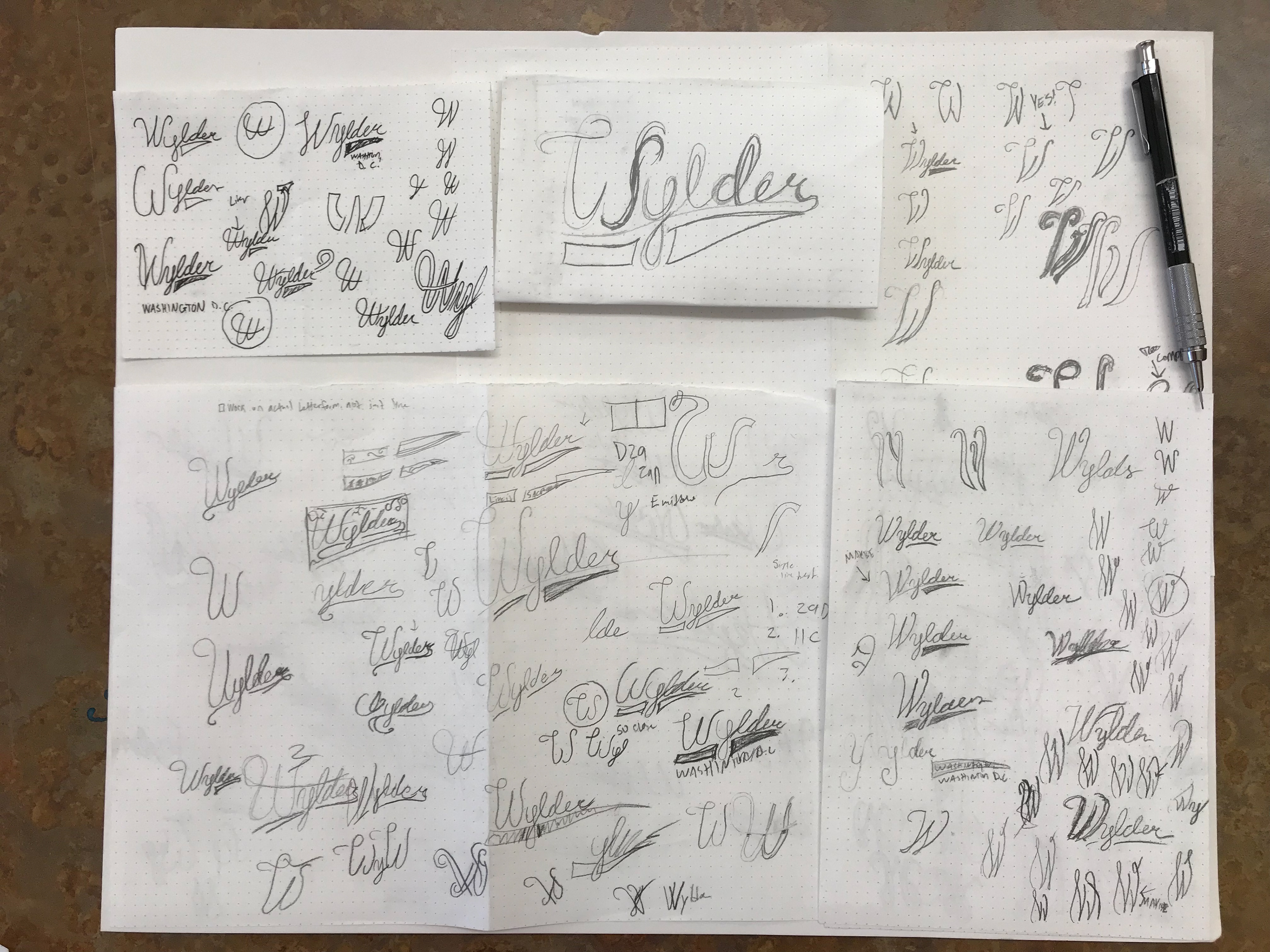 Sketches for First Round Wordmark