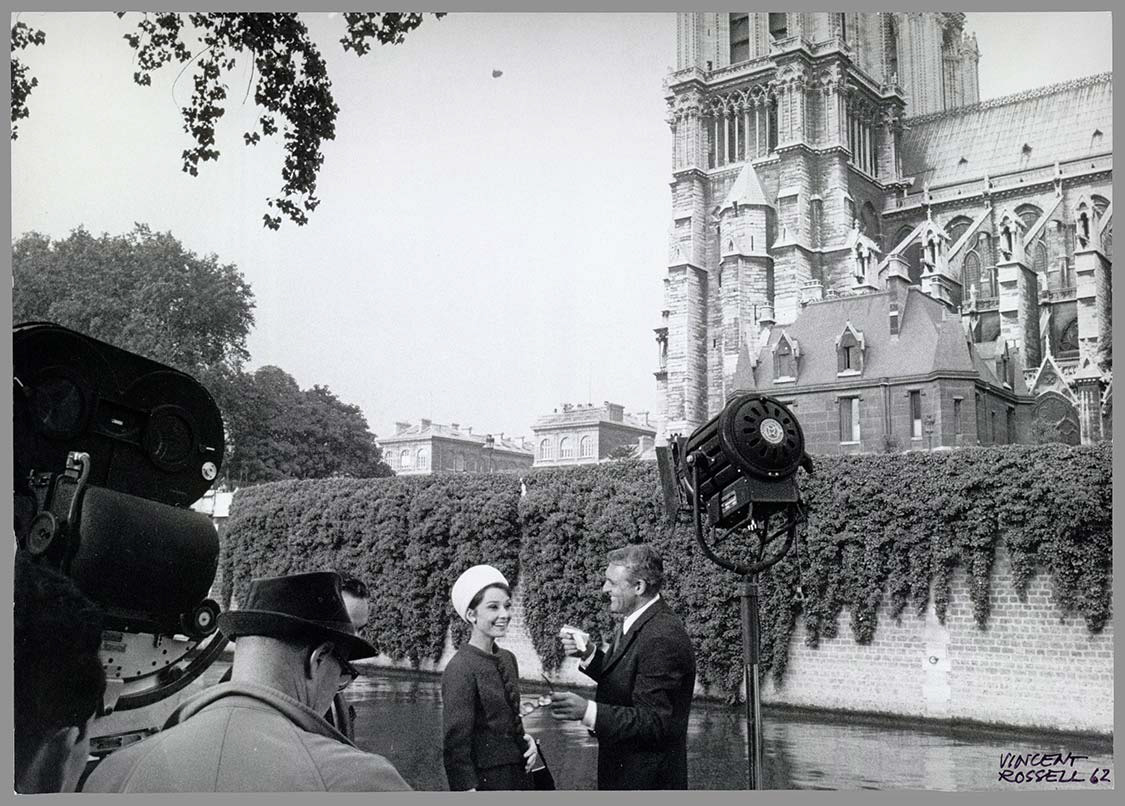 Audrey Hepburn on the Ile de la Cité during the shooting of Stanley Donen's Charade – Photo by Vincent Rossell