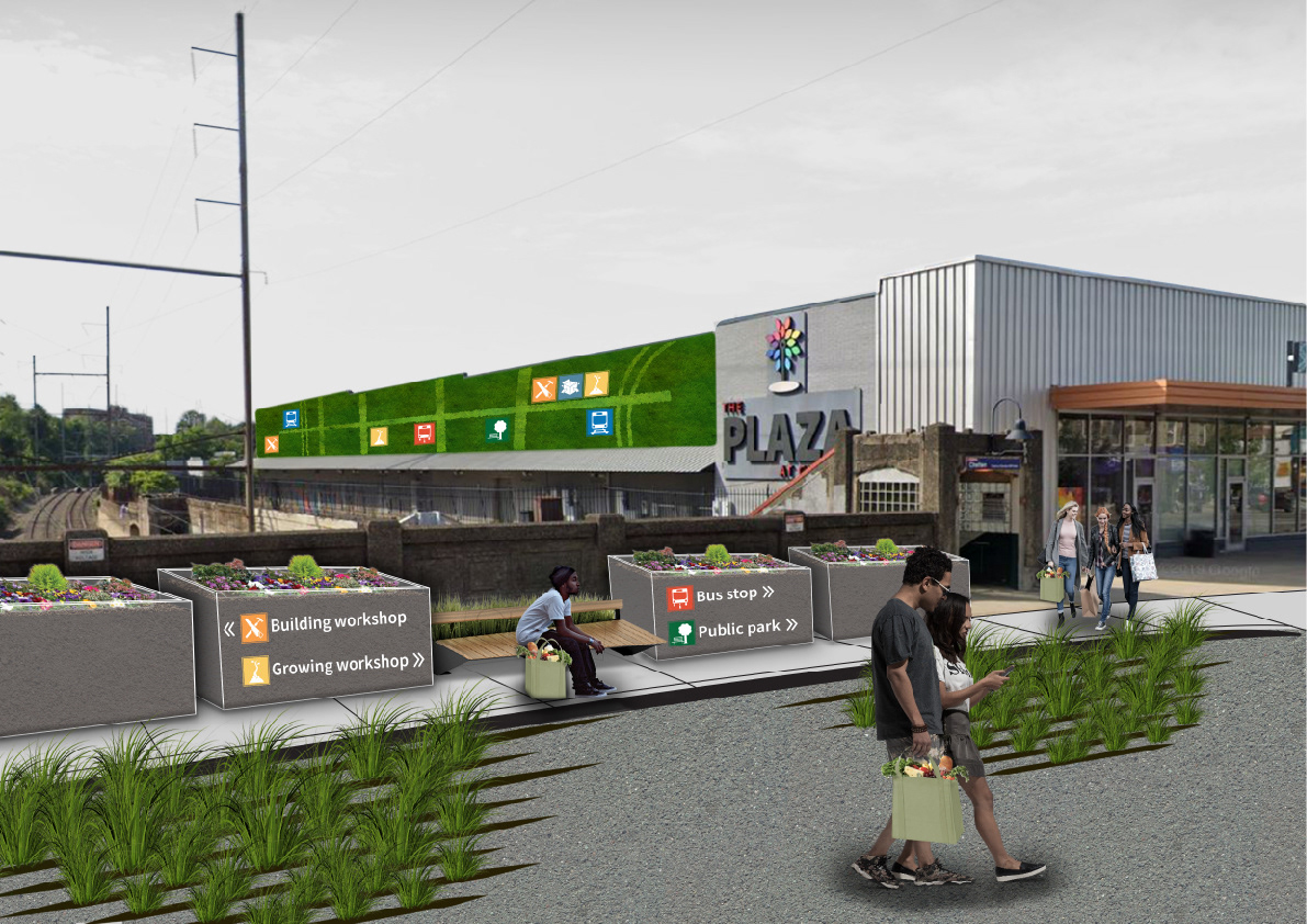 Street view of mural on train station