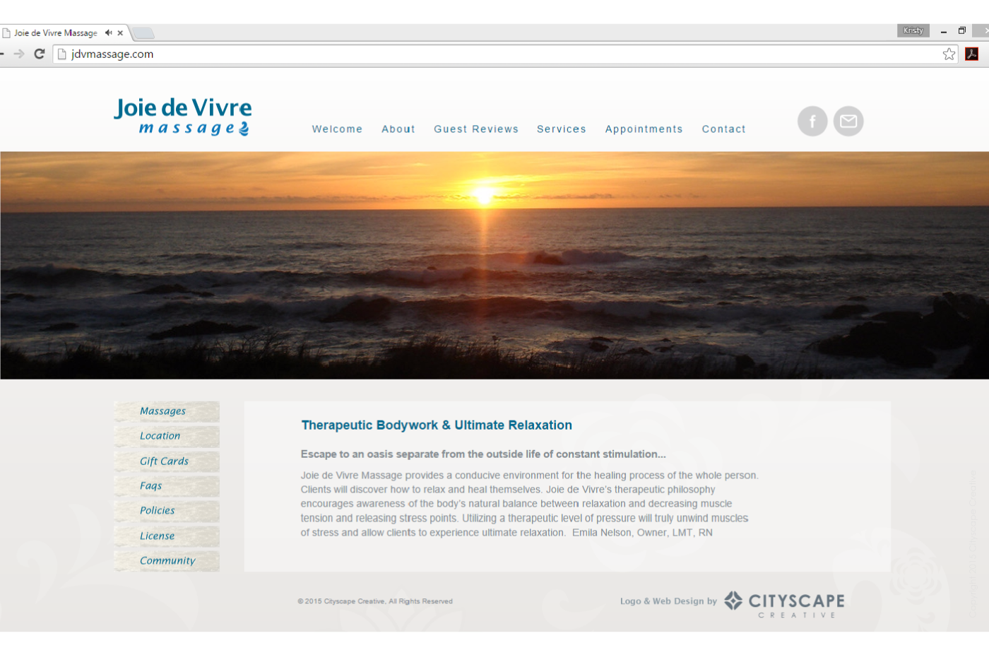 Desktop Website Development and Design with Joie de Vivre and little lotus wave digital icon Copyright 2015-2018 Cityscape Creative
