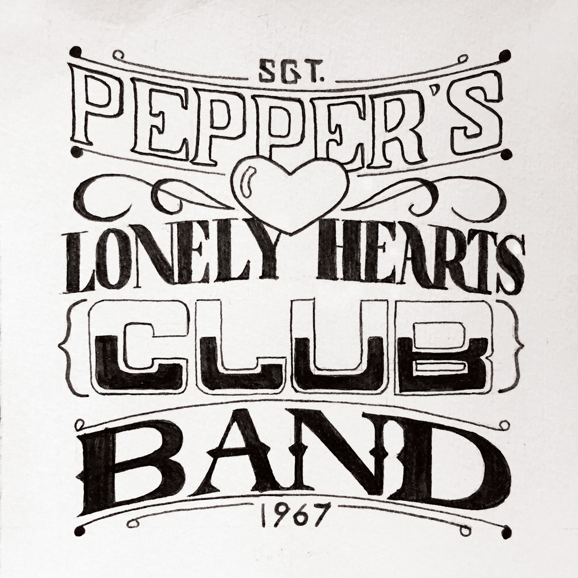Sgt. Pepper's - 5"x5" - Ink on Paper