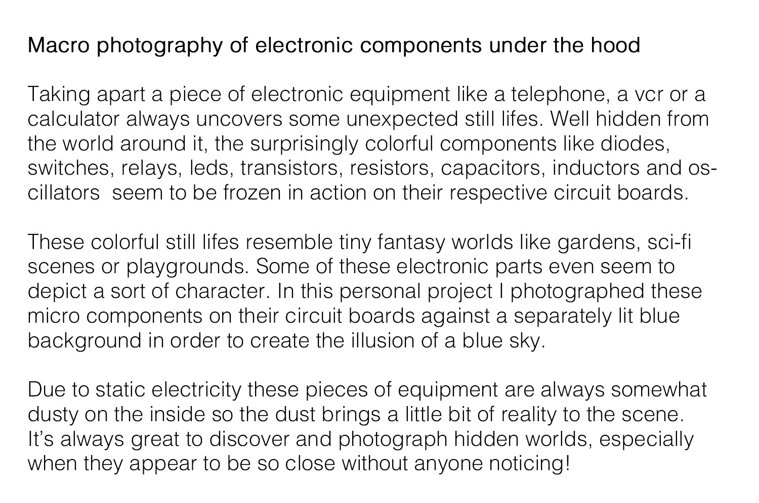 Macro photography of electronic components