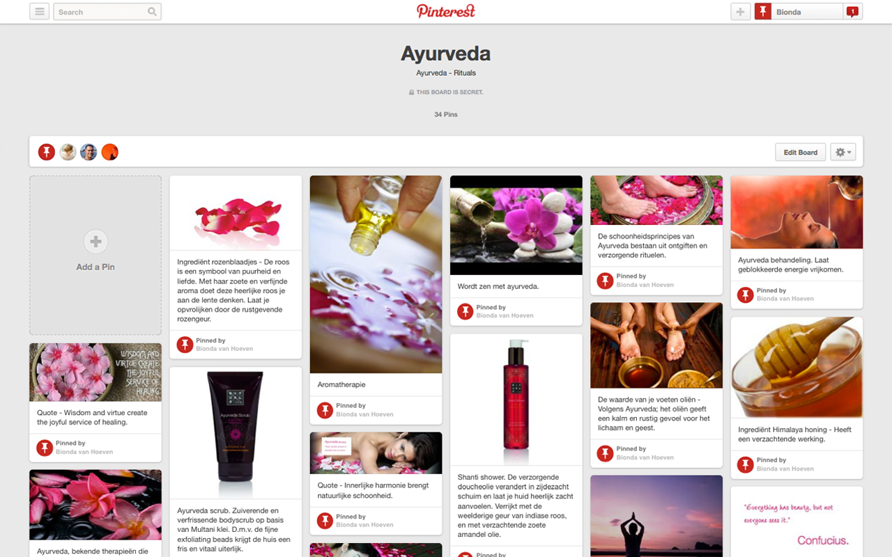 Example Ayurveda Pinterest board