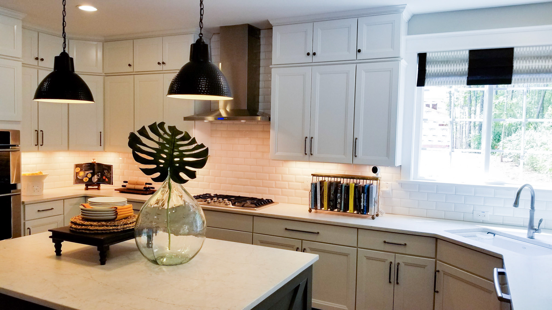 Personal Selections: Tile, flooring, and lighting. Other selections made by Model Home Interiors.