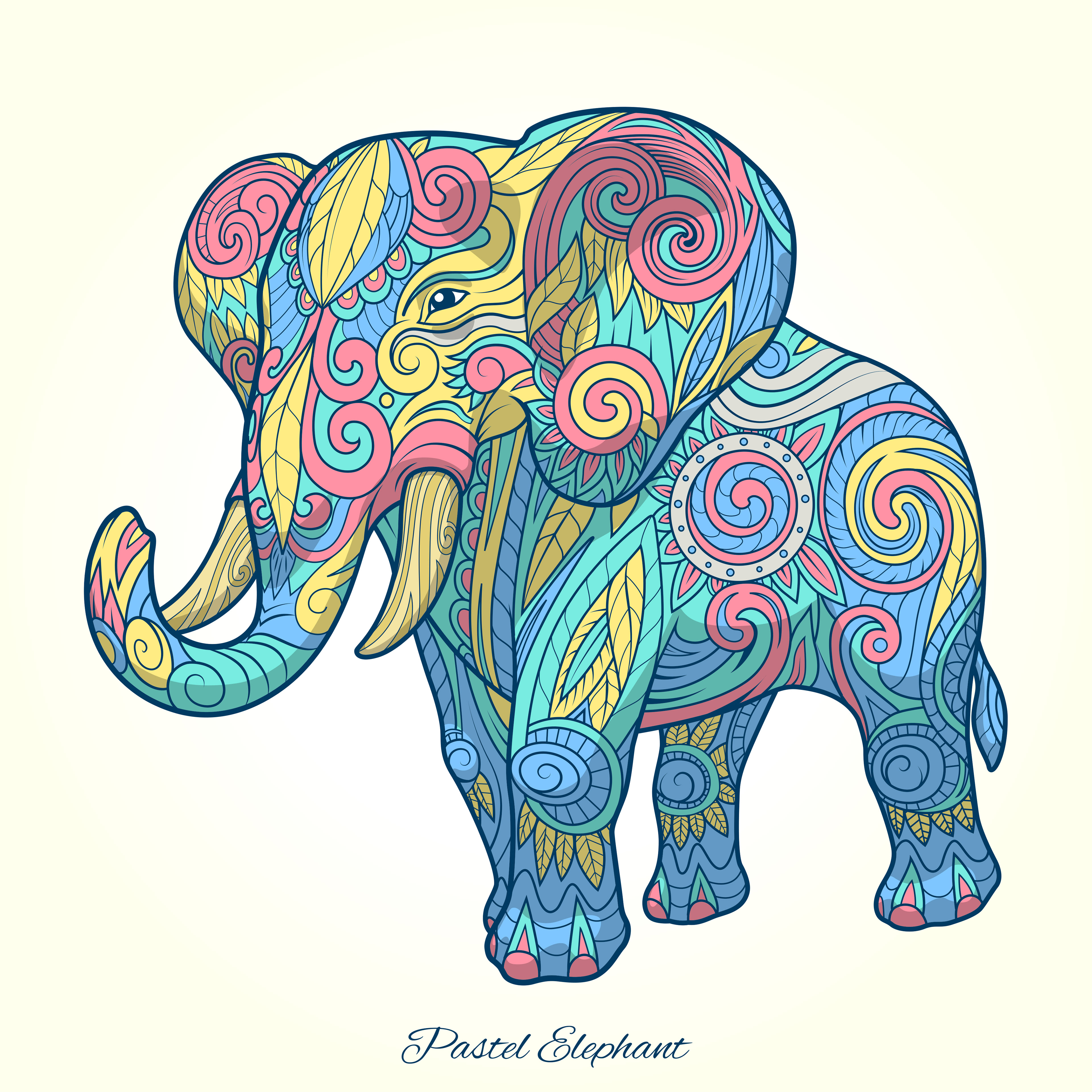 Разукрашенный слон цветной