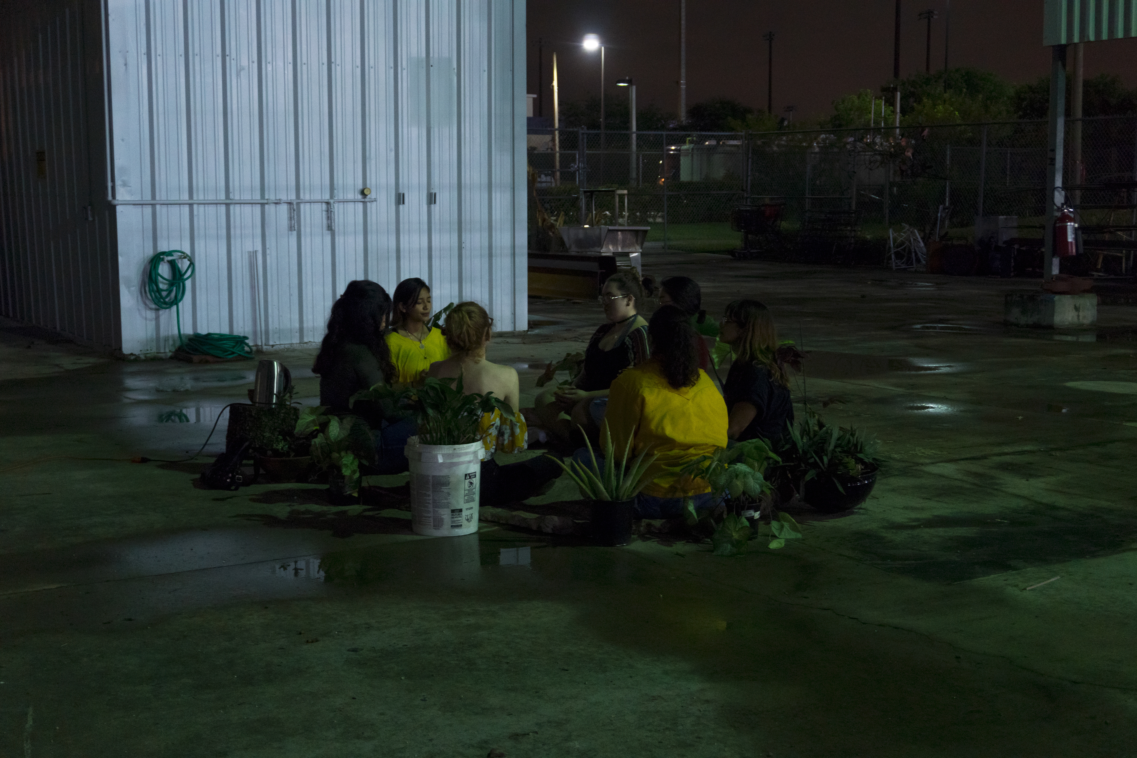 Shirley Chong, "Tea Party: Nurture/Nature", 2017, Terra-cotta, adobe, chamomile tea leaves, plants Performance, 30 minutes