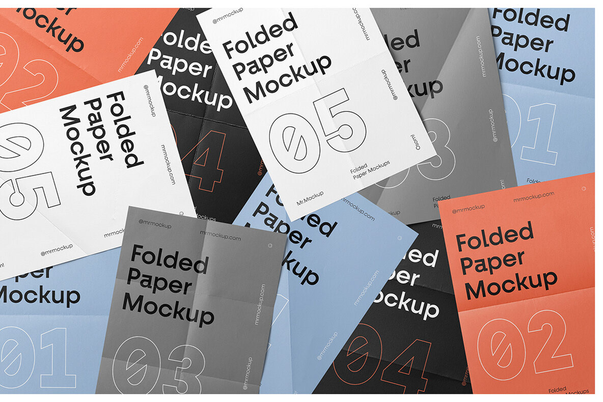 Download DEOUR - Webdesign Resources & Development - Folded Paper Mockups by Mr.Mockup