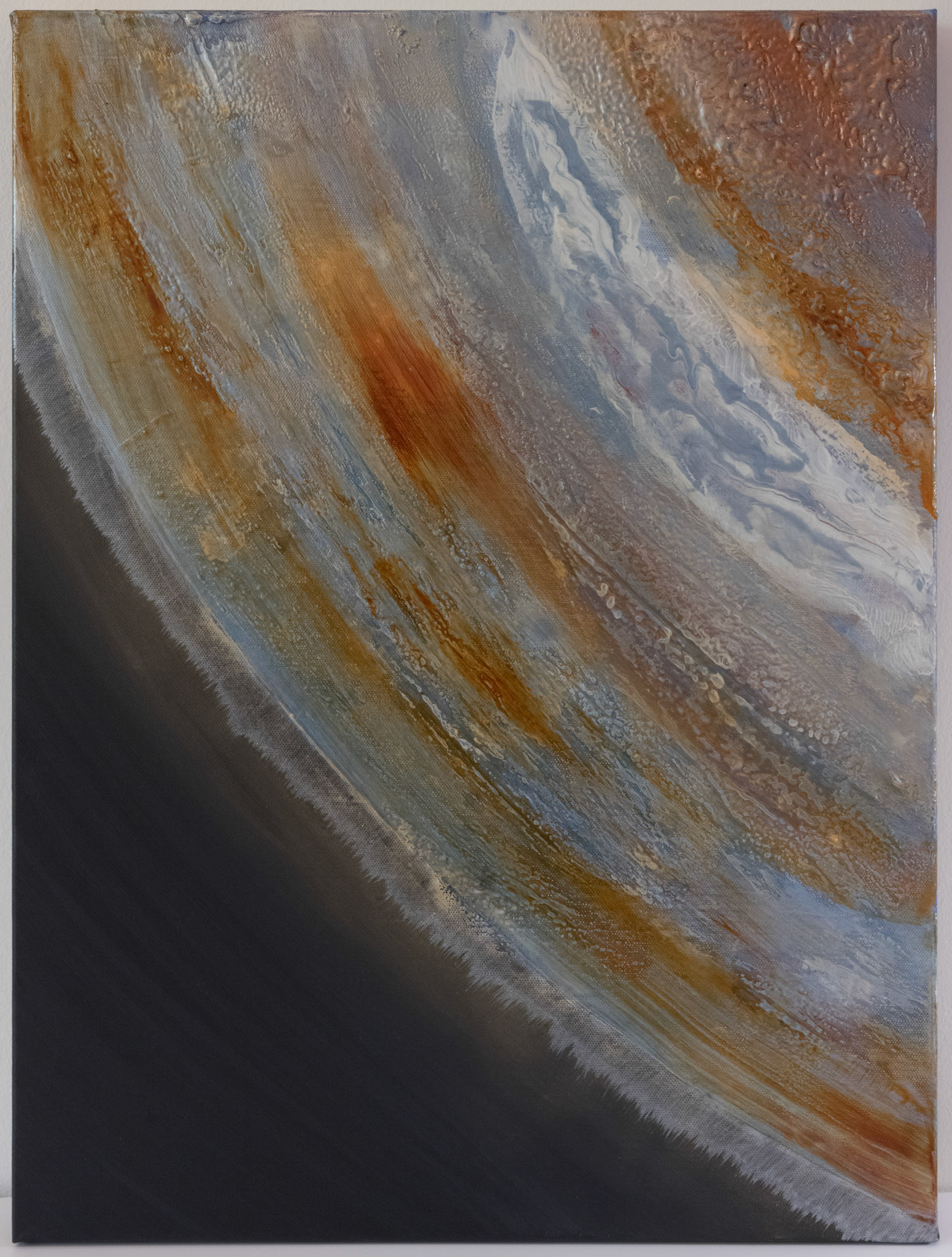 ELKYMY. ‘Satya स"य’ Acrylic, polyurethane, powdered pigments (Mica) on deep edged stretched canvas. 24 x 18 inches (61 x 46 cm)