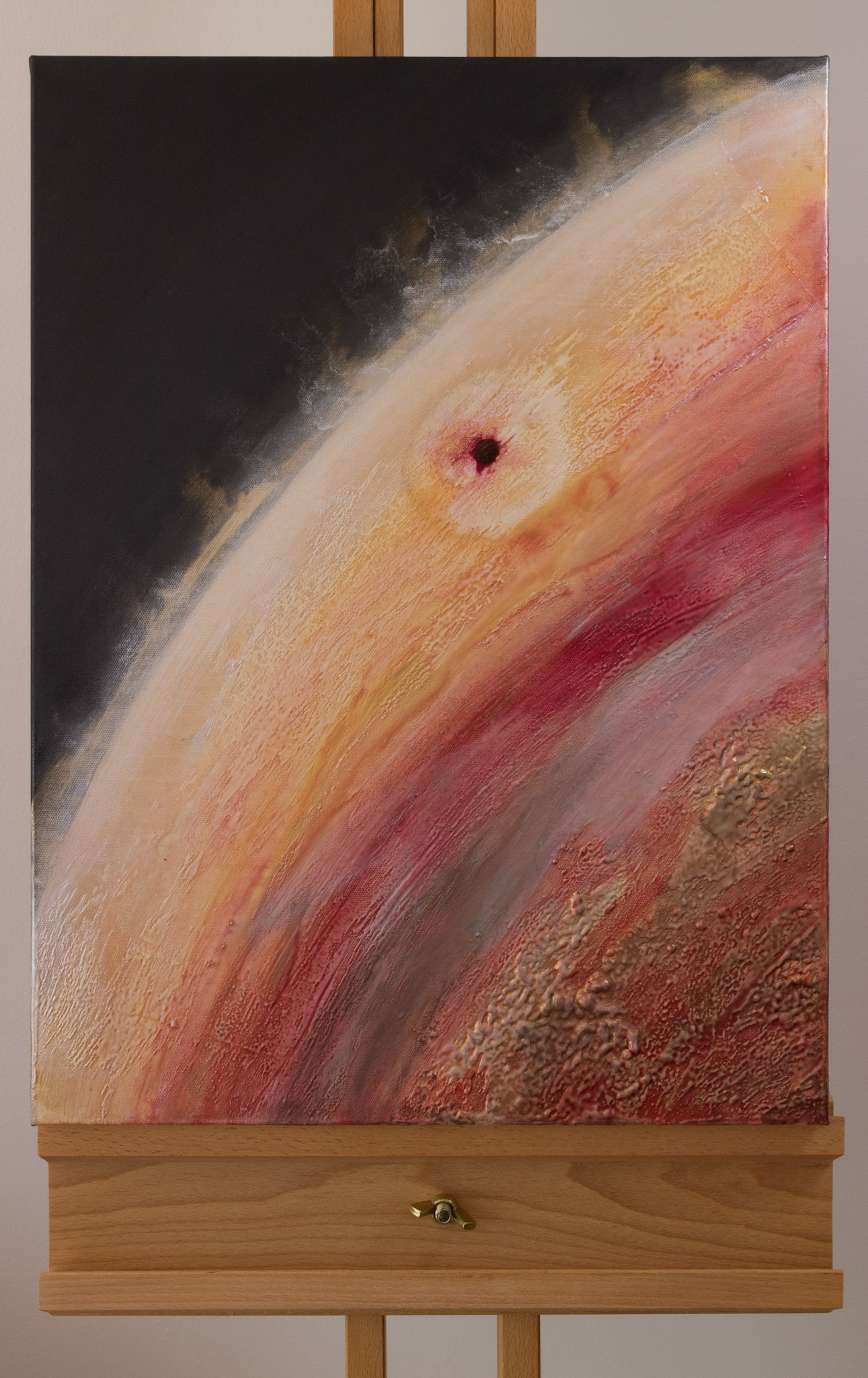 ELKYMY. ‘Dvāpara (द्वापर)’ Acrylic, polyurethane, powdered pigments (Mica) on deep edged stretched canvas. 24 x 18 inches (61 x 46 cm)