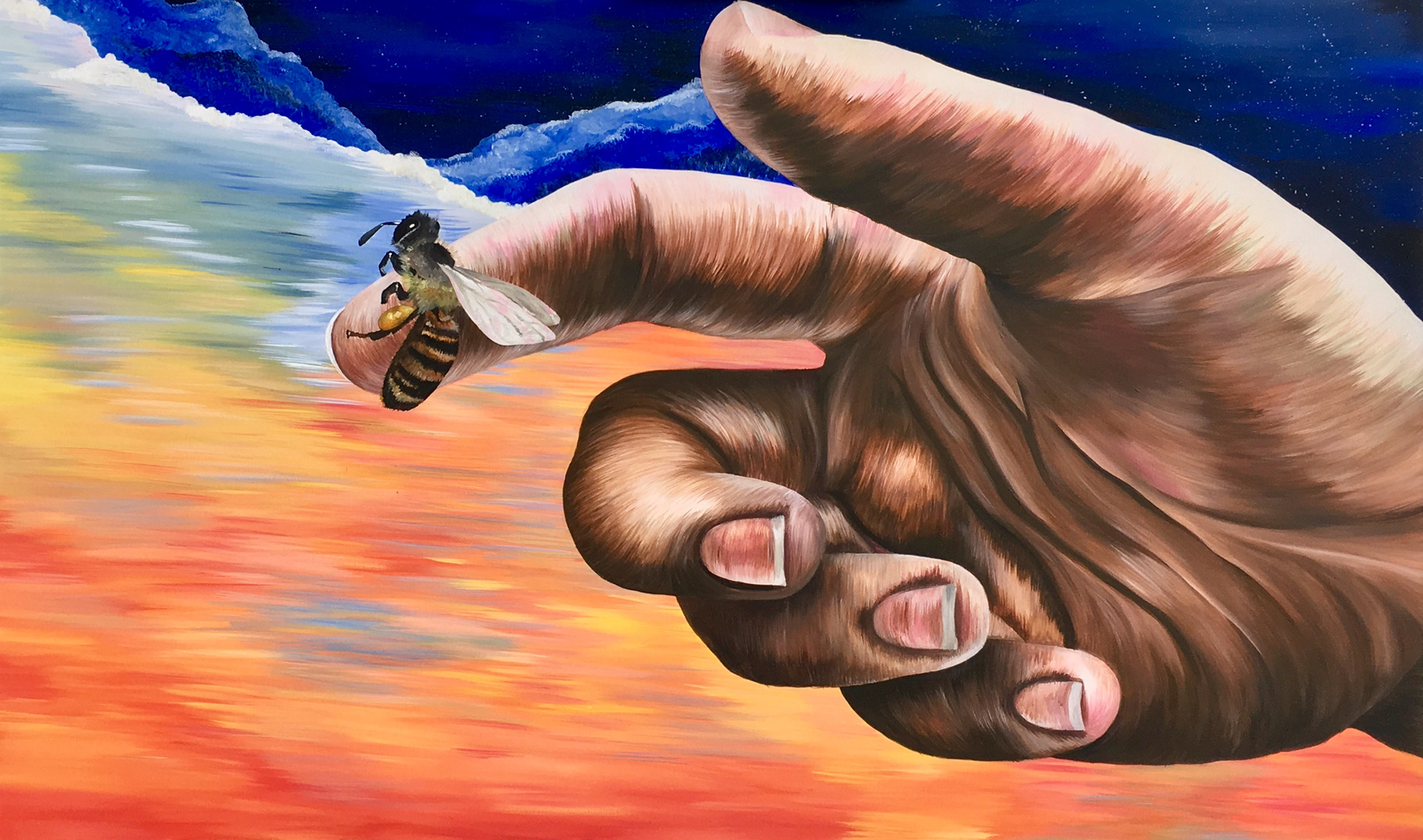 Touching you, 36x60in., Acrylic on canvas