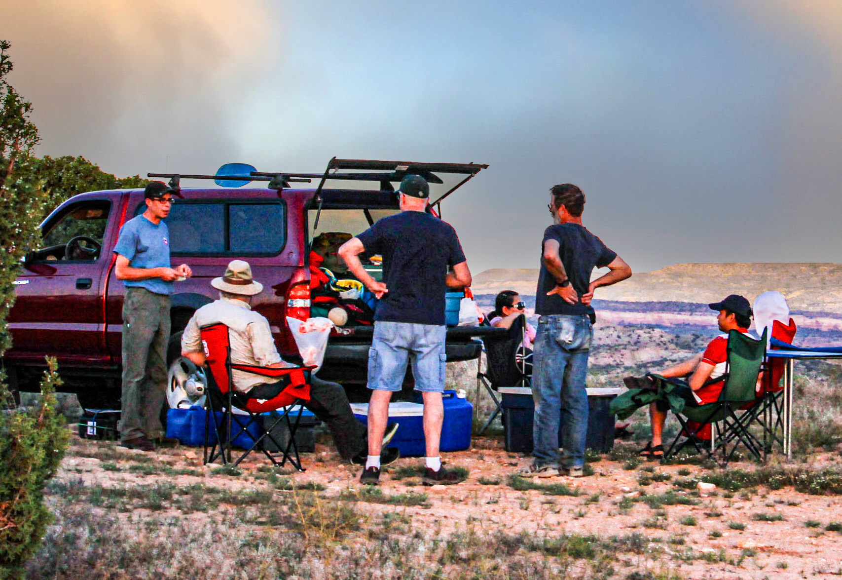 We often gather at a favorite campsite on Rabbit Valley Mesa before a trip.