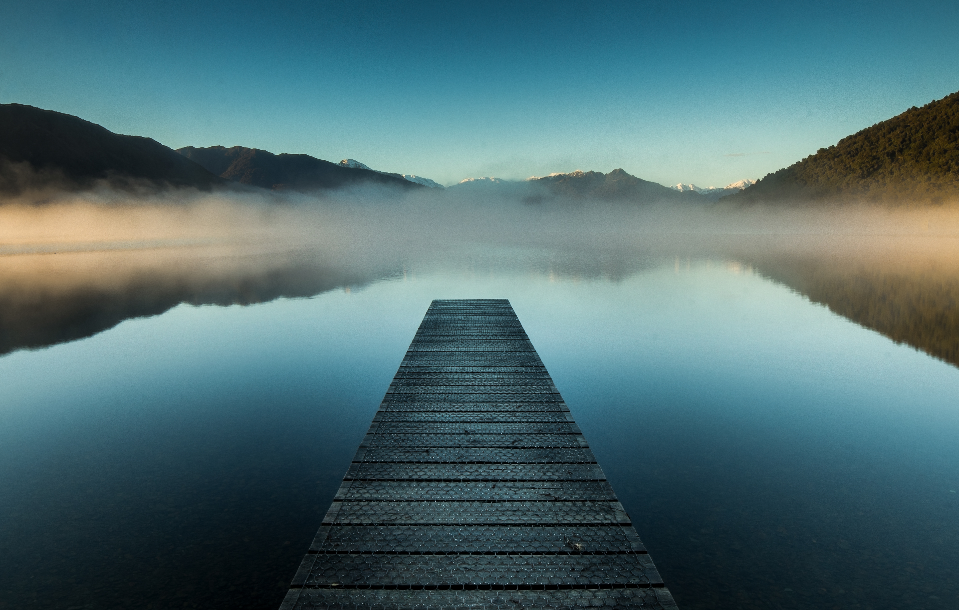 Misty sunrise; Lake Kaniere