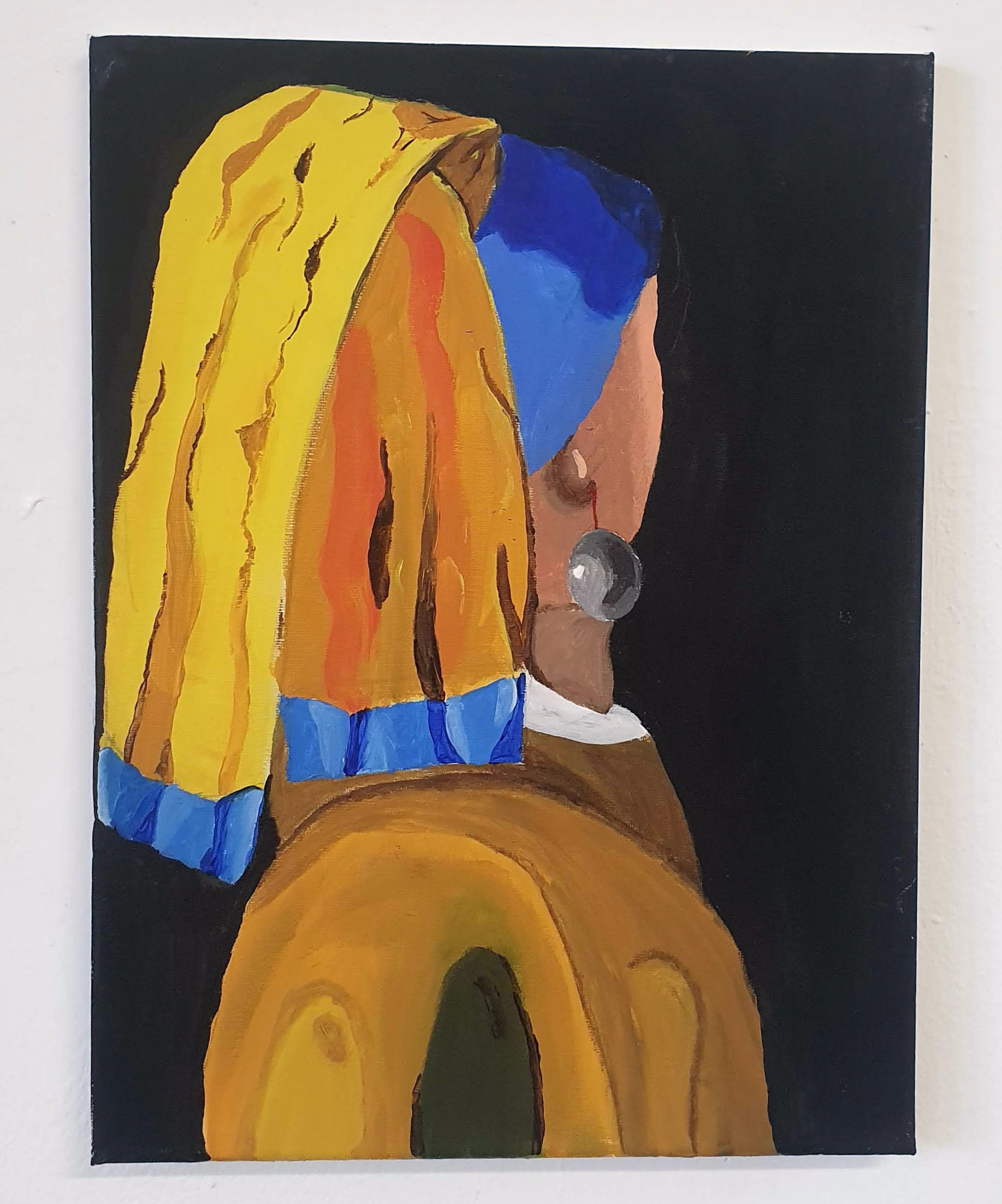 Meisje met parel II - acryl op doek - 30cm x 40cm