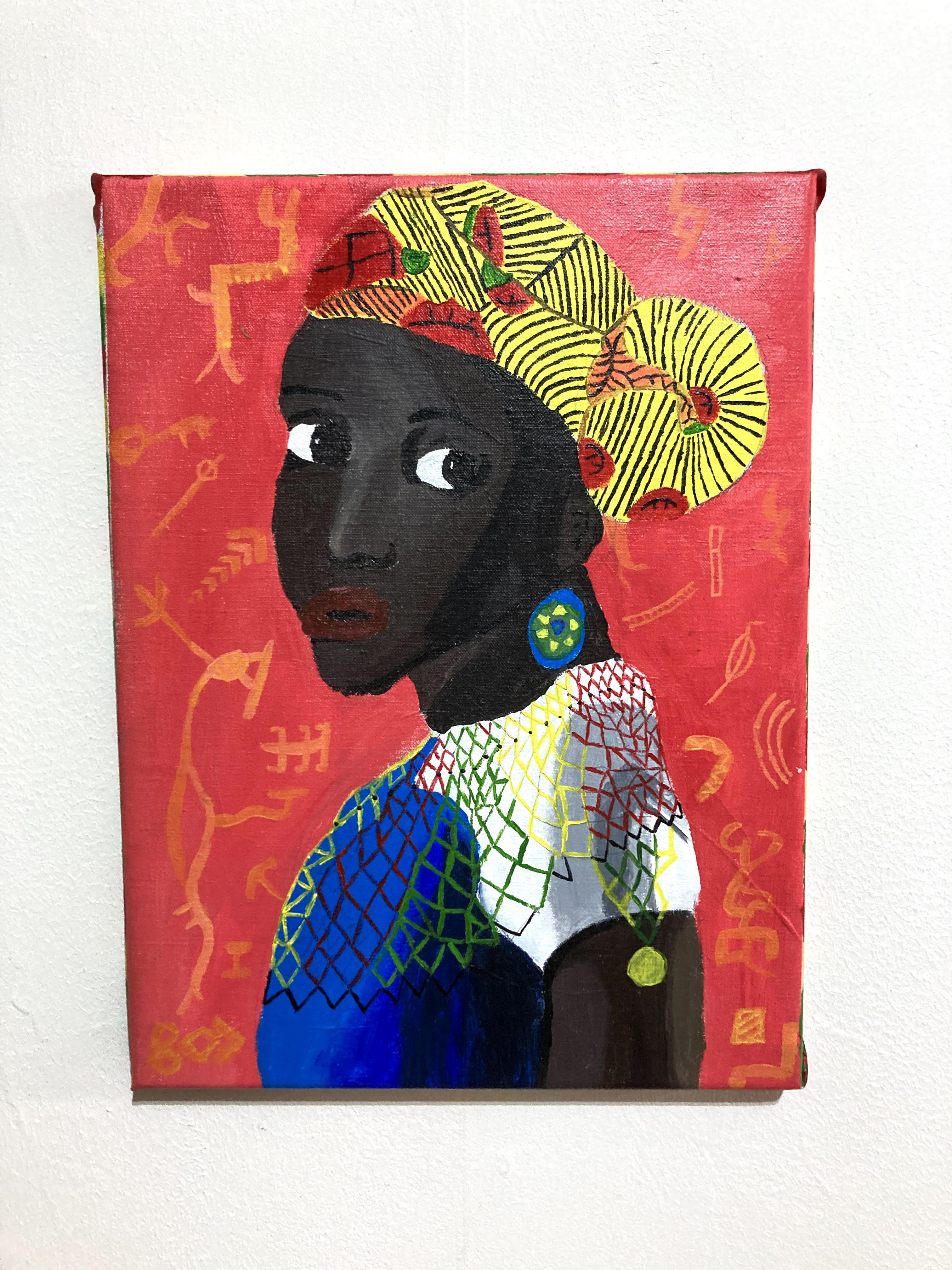 Meisje met parel III - acryl op doek - 30cm x 40cm