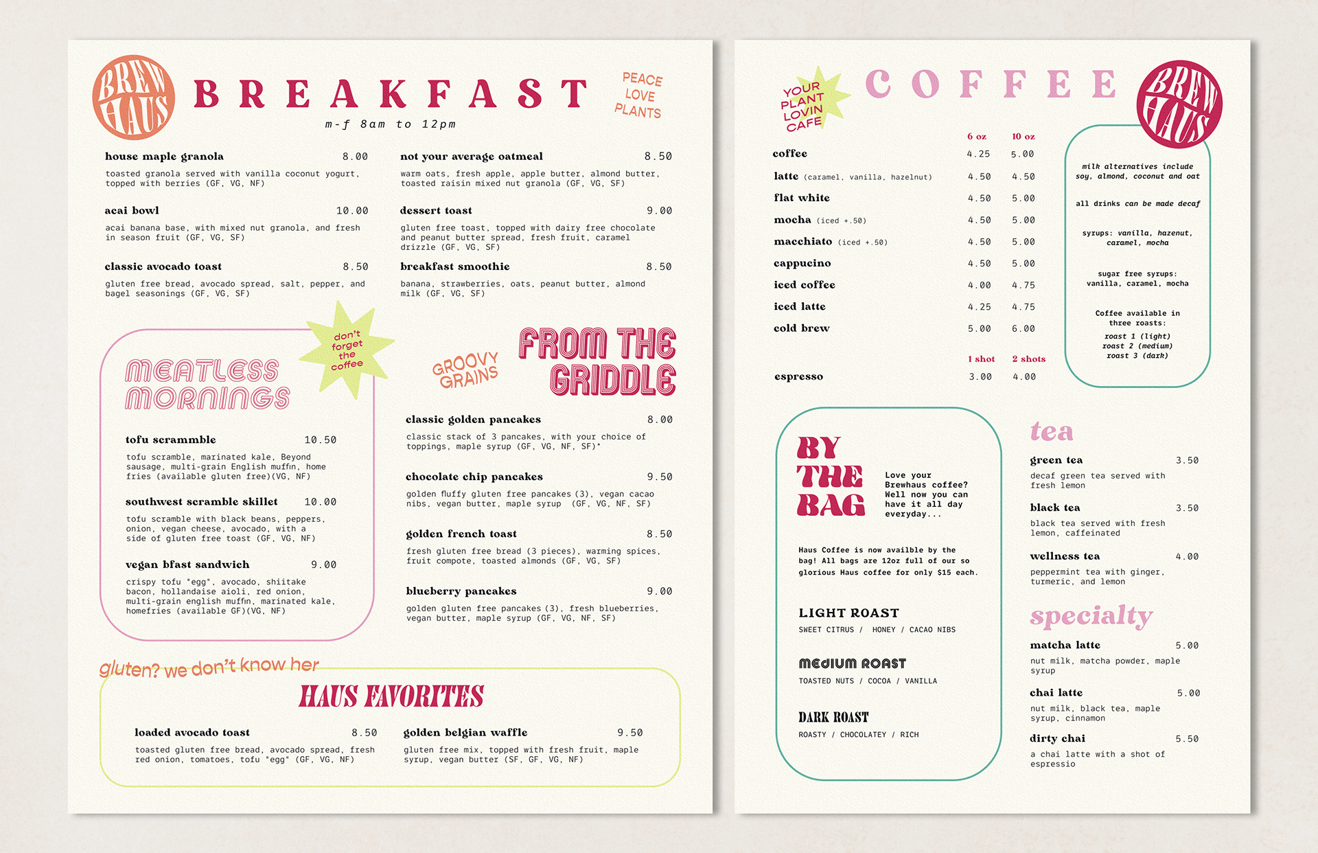 Menus Out During Breakfast Hours