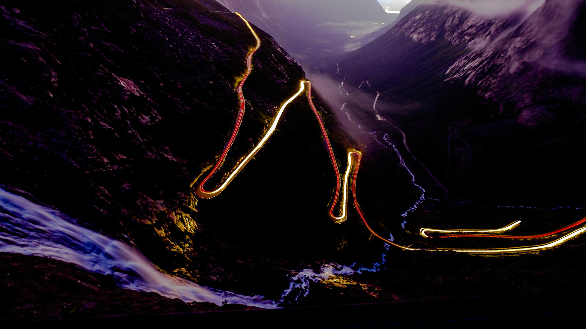 One car climbing up the Trollstiegen (Norway)