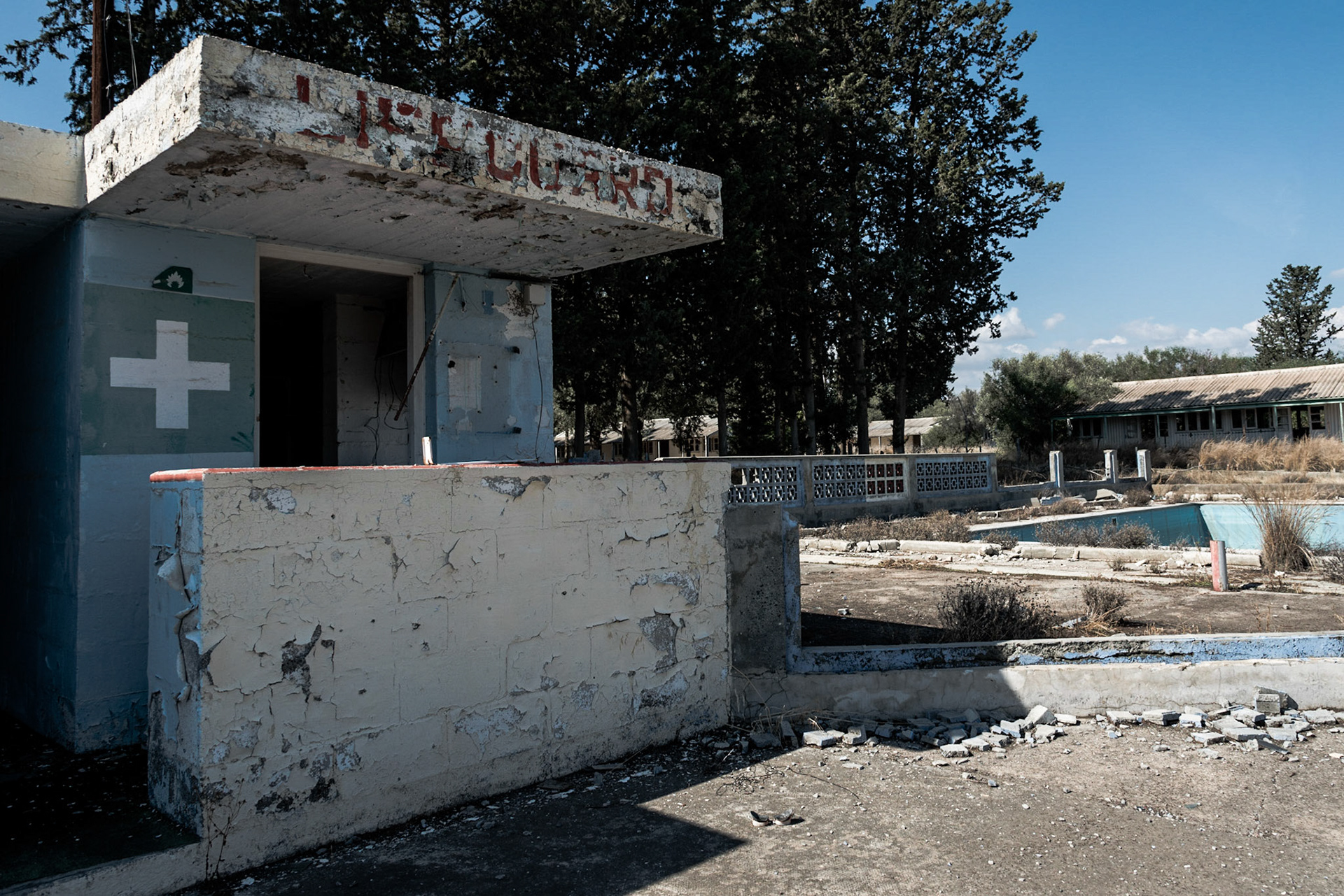 Lifeguard's post at the abandoned Berengaria Village in Limassol, Cyprus