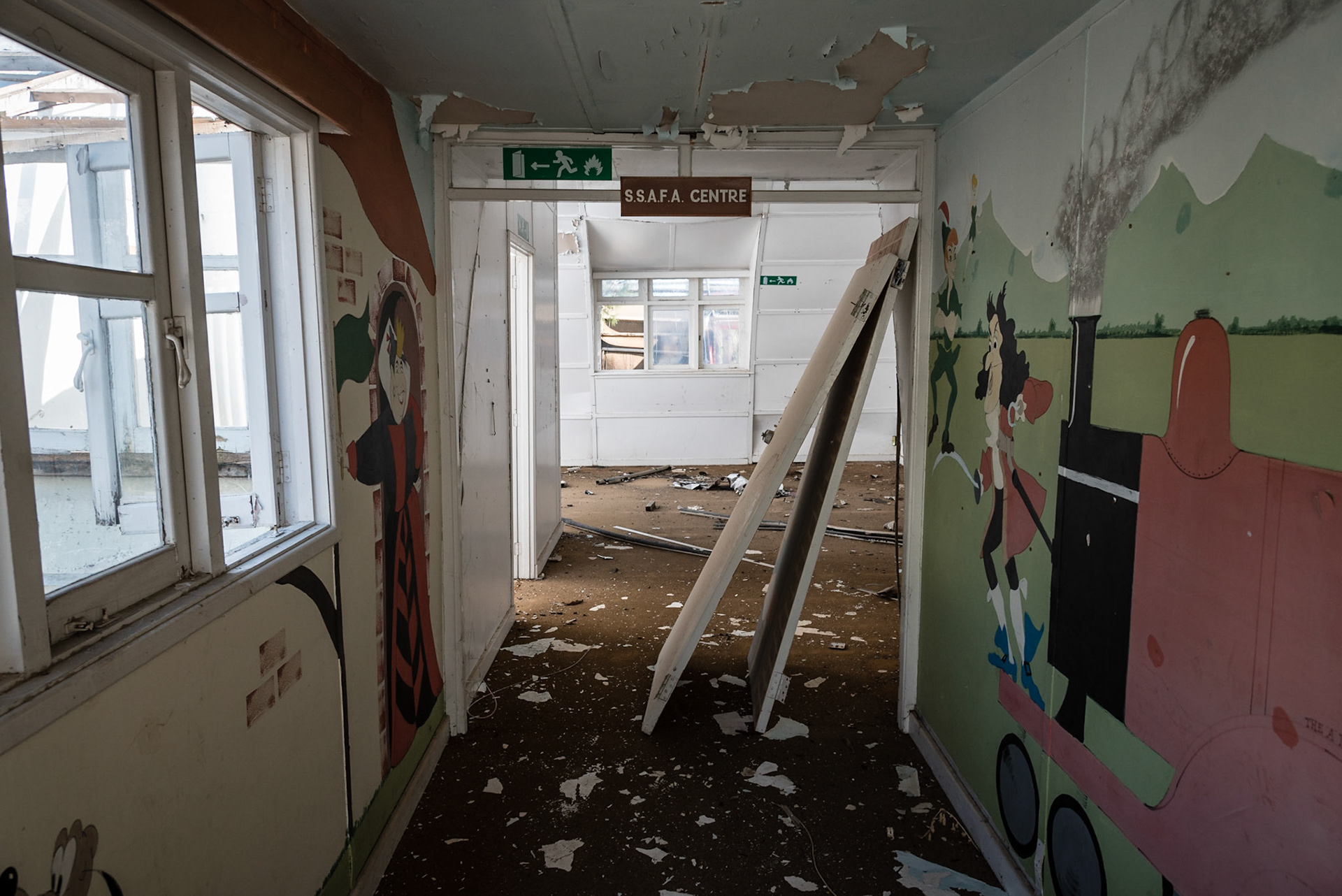 Kids drawings at the SSAFA hospital at the abandoned Berengaria Village in Limassol, Cyprus