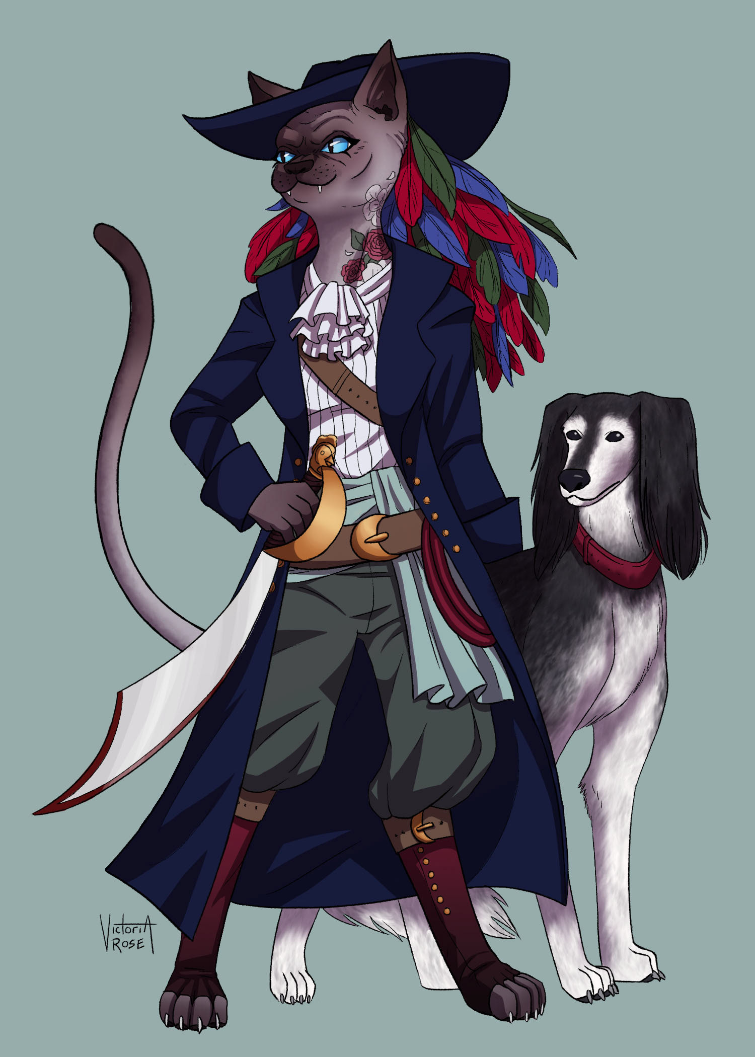 Dnd tabaxi ranger/bard with her familiar