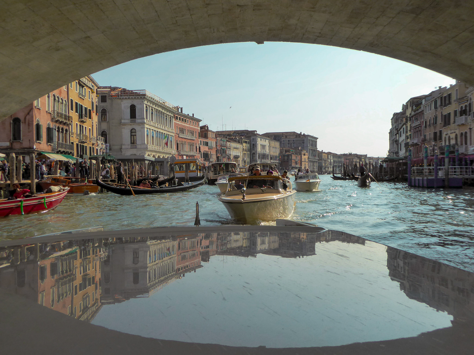 Sunday Traffic on the Grand Canal - Venice Italy - April 2017