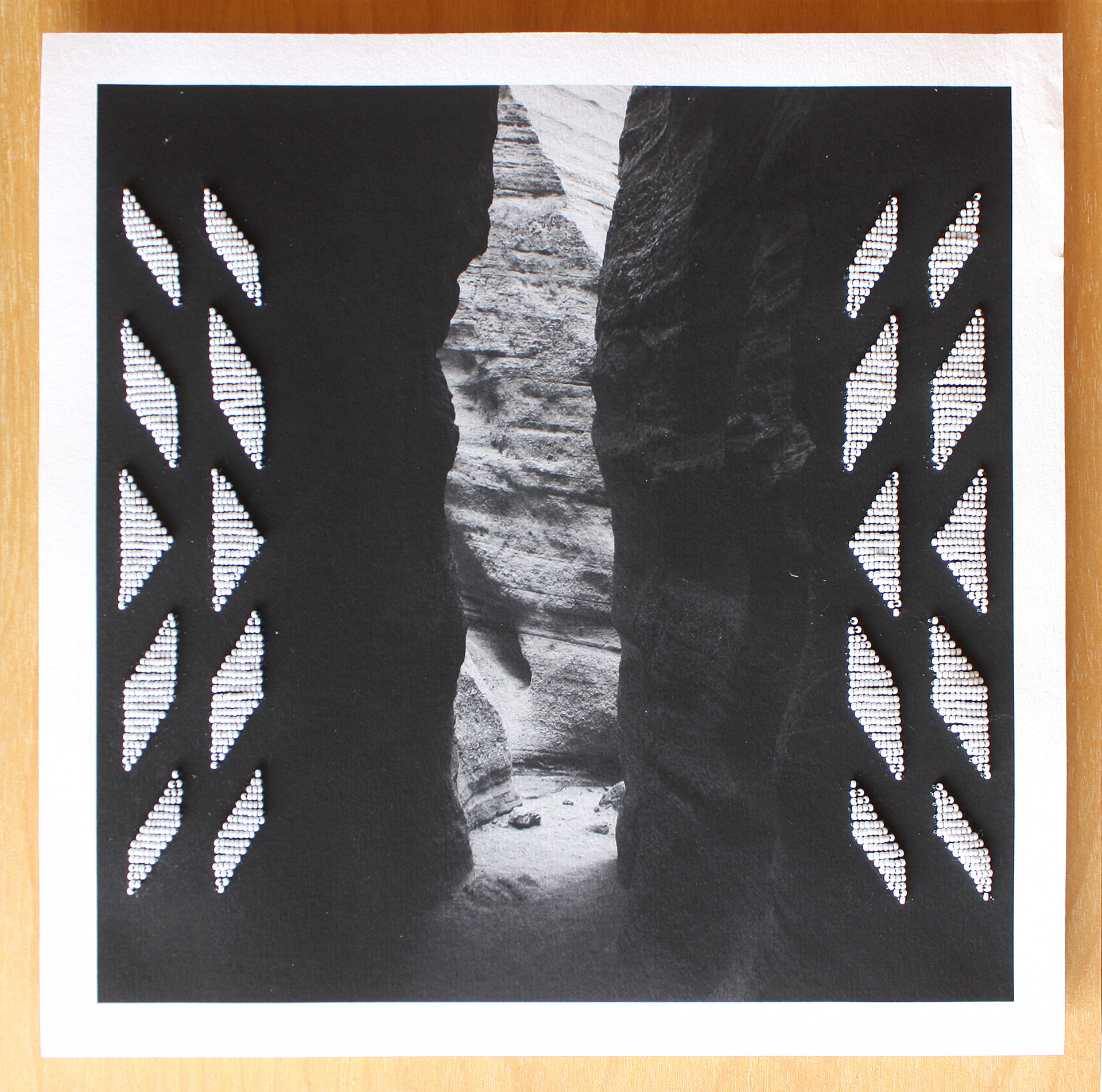 White & Black #1, Molly Murphy Adams (Tulsa, Oklahoma), beadwork on archival photo, cotton paper