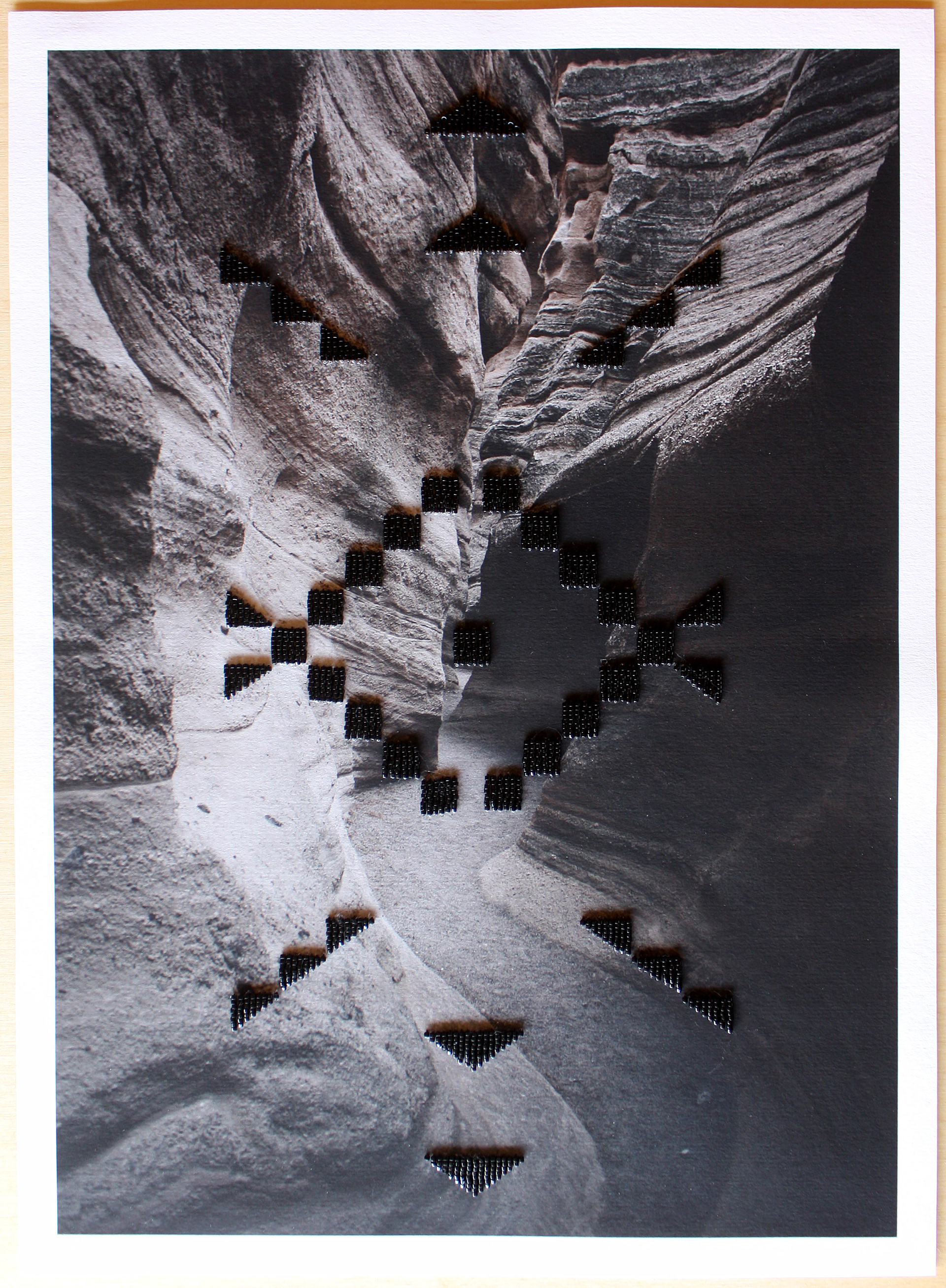 Iktomi, Molly Murphy Adams (Tulsa, Oklahoma), beadwork on archival photo, cotton paper