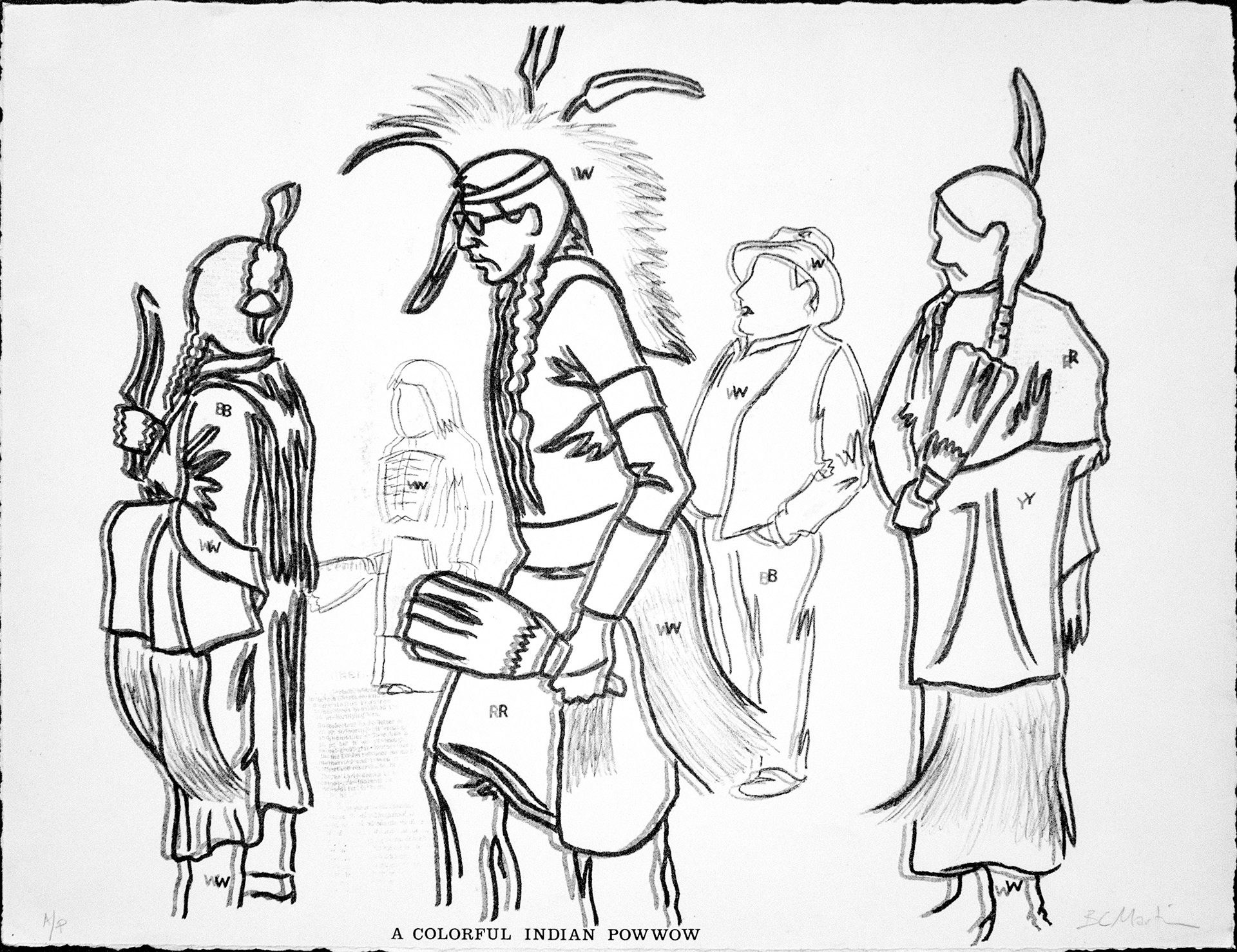 A Colorful Indian Powwow, Bobby C. Martin (West Siloam Springs, Oklahoma), stone lithograph, artist proof, $300