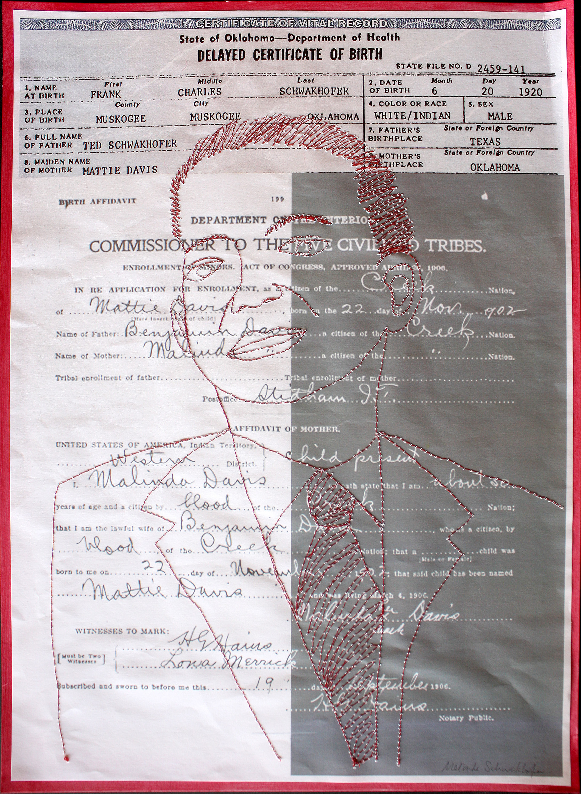 Half Breed, Melinda Schwakhofer (Moretonhampstead, U.K.), digital collage and stitch, $150