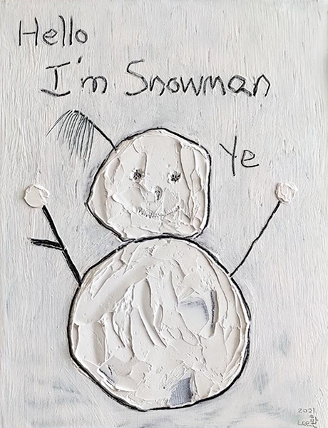 Hello I'm Snowman | Acrylic, Pencil, and Oil on Cradled Wood Panel | 8" x 10"