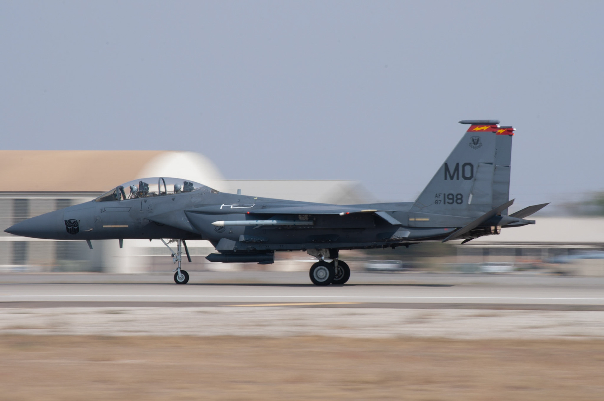 198 Panning: A/C 198, landing sequence, 20201002 @ 1310 mid day sun, Mountain Home AFB, Miller, I wanted to find a subject that I could capture in high speed during different times of the day and play with the light source. Camera Settings: Nikon D500, ISO 320, 200mm, f/25, 1/40s