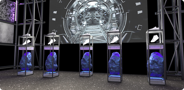 product displays + video screen 3D render