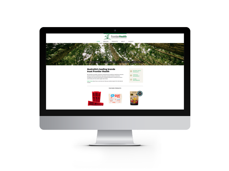 Frontier Health website shown on iMac