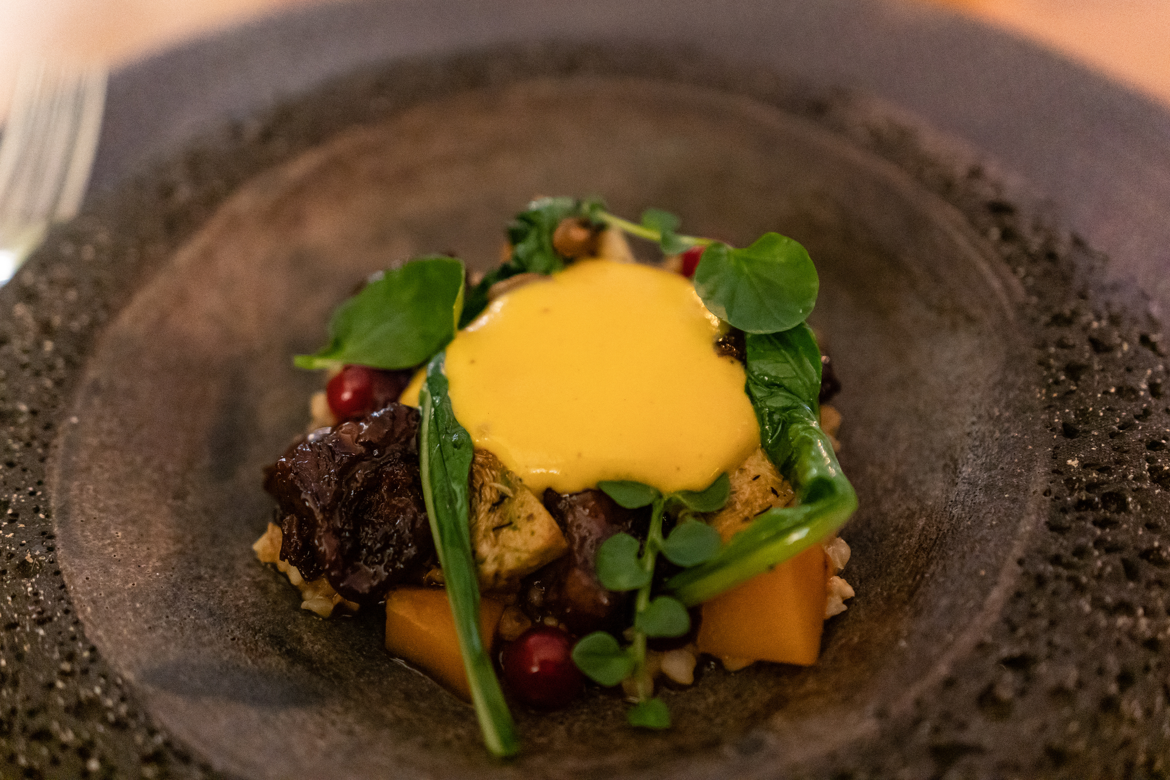 Winter ragout; pumpkins, black currant - Adrián Quetglas, Mallorica