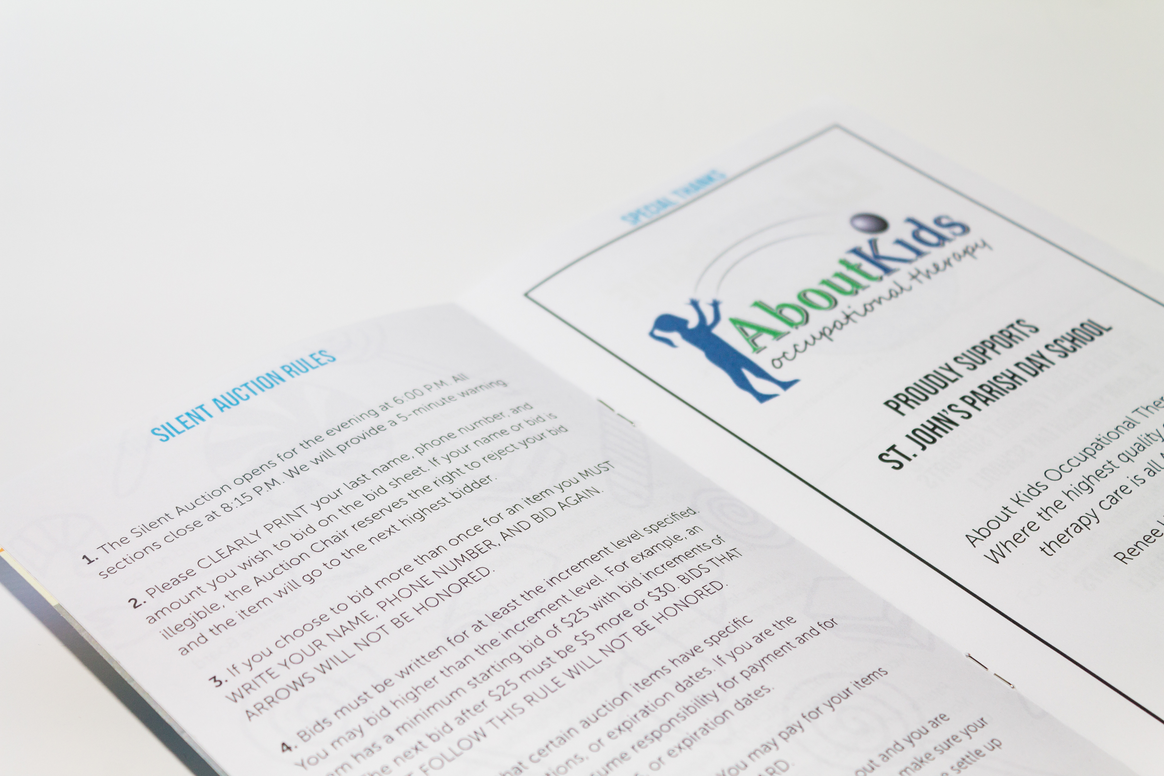 Interior spread of event program