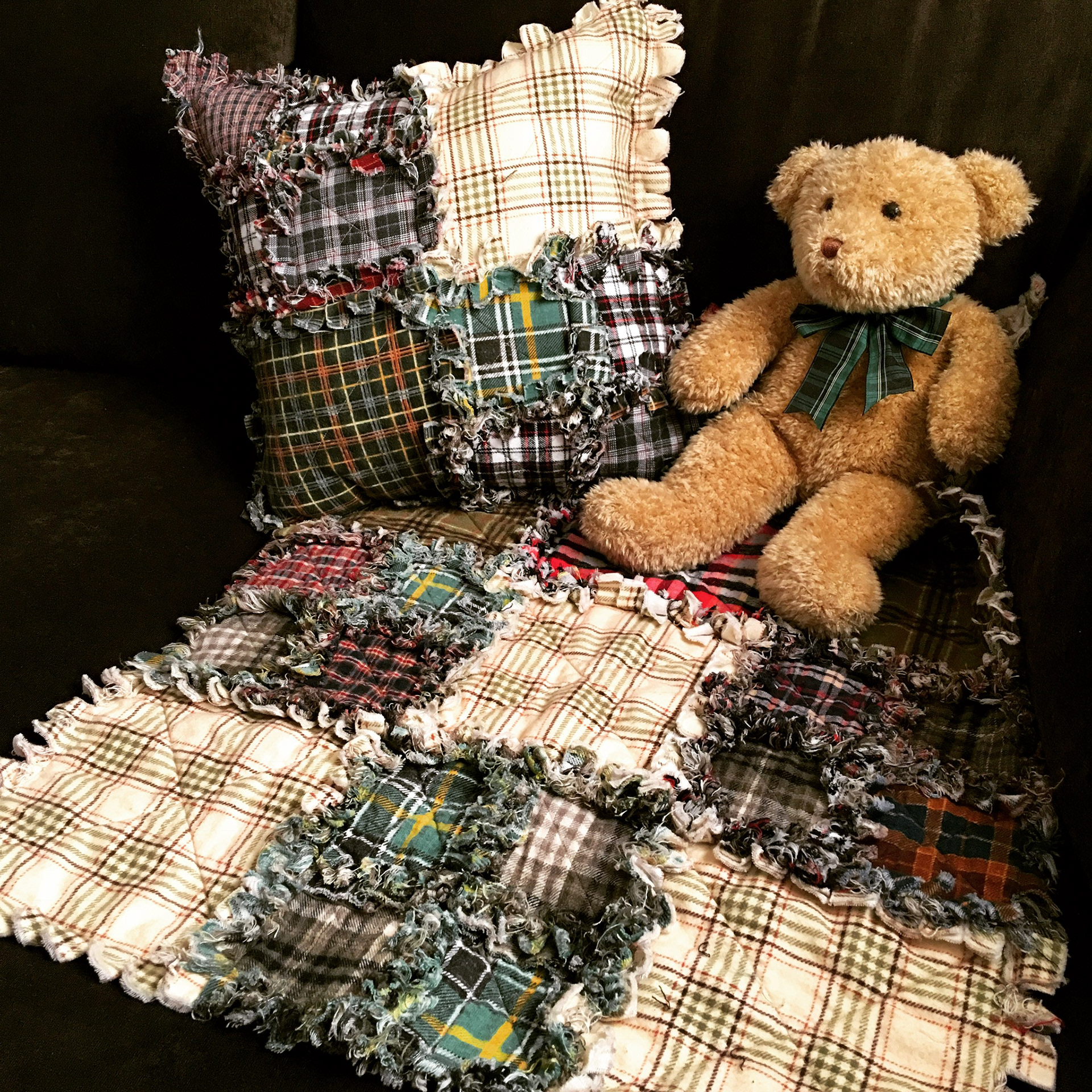 flannel rag quilt swaddler newborn quilt doll quilt blankie for sale in the Click Creative Boutique on ebay