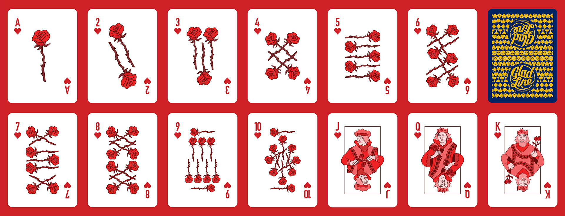 Glad Line 8 Suit Fully Illustrated Playing Card Deck