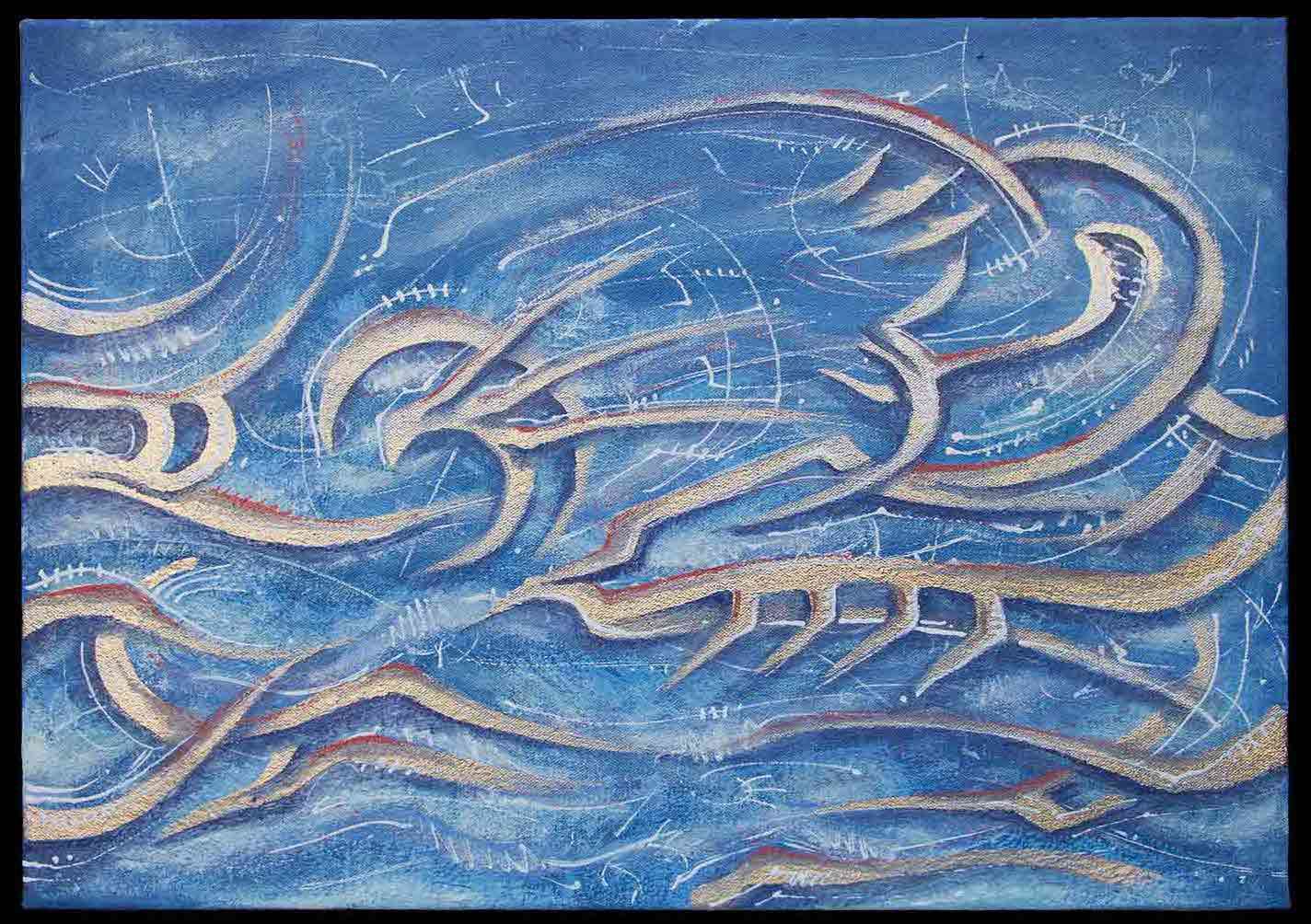 Quicksilver. 11" x 14" enamel on canvas. 2020