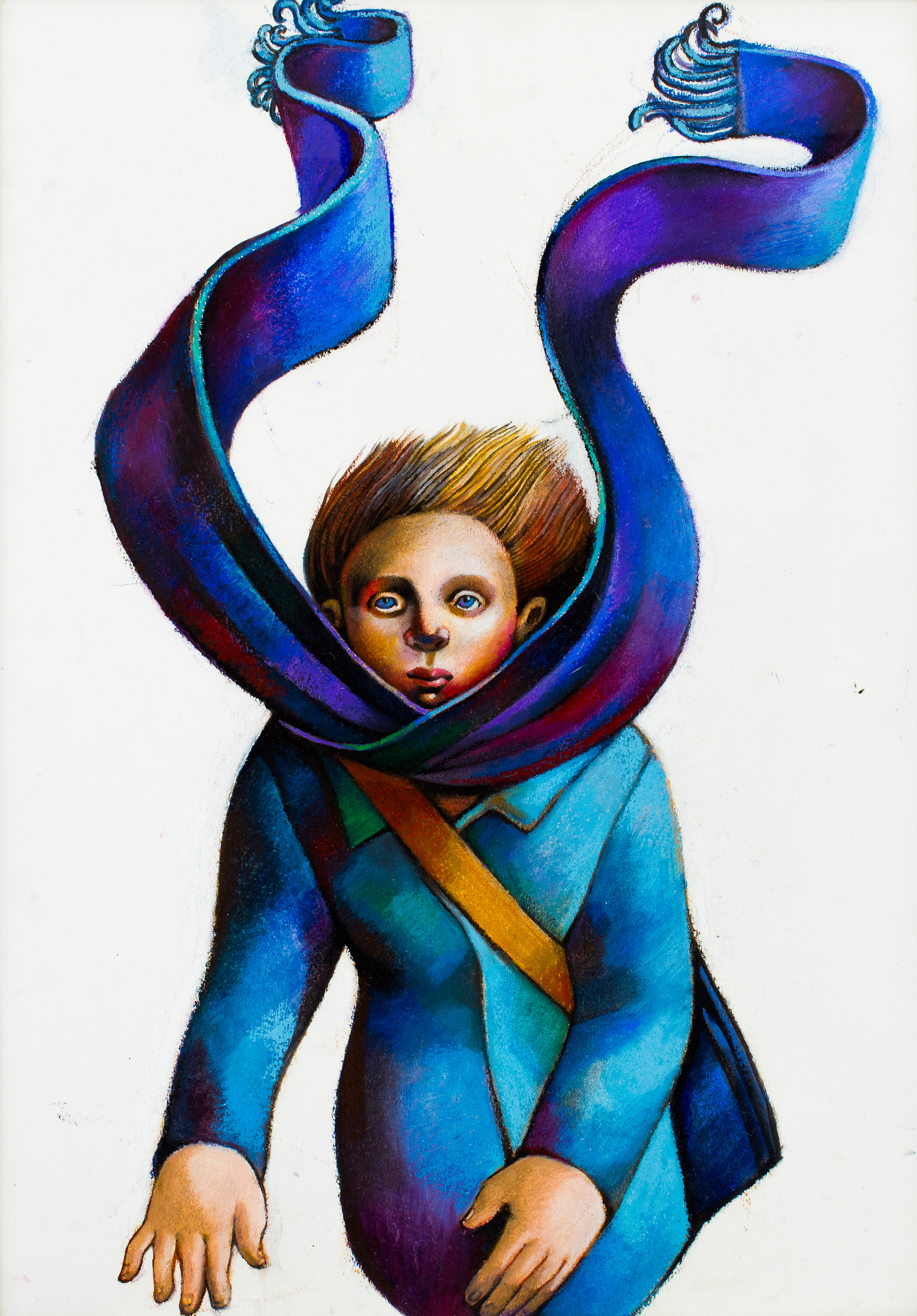 Scarf Blowing on the Underground Escalator