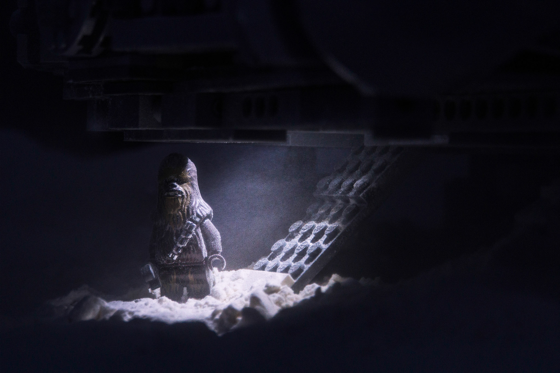 Chewbacca and the Falcon at night