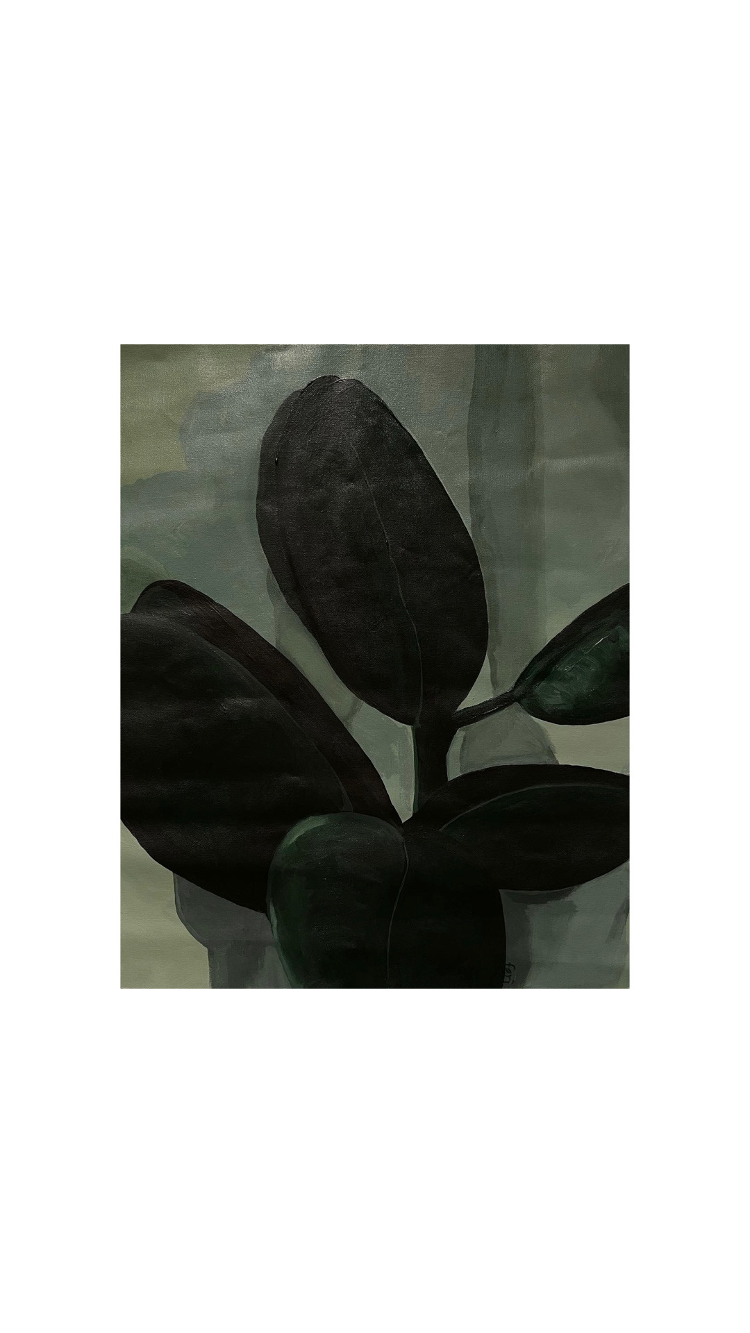 "Lucky Green Thumb", 2021, acrylic on canvas roll.