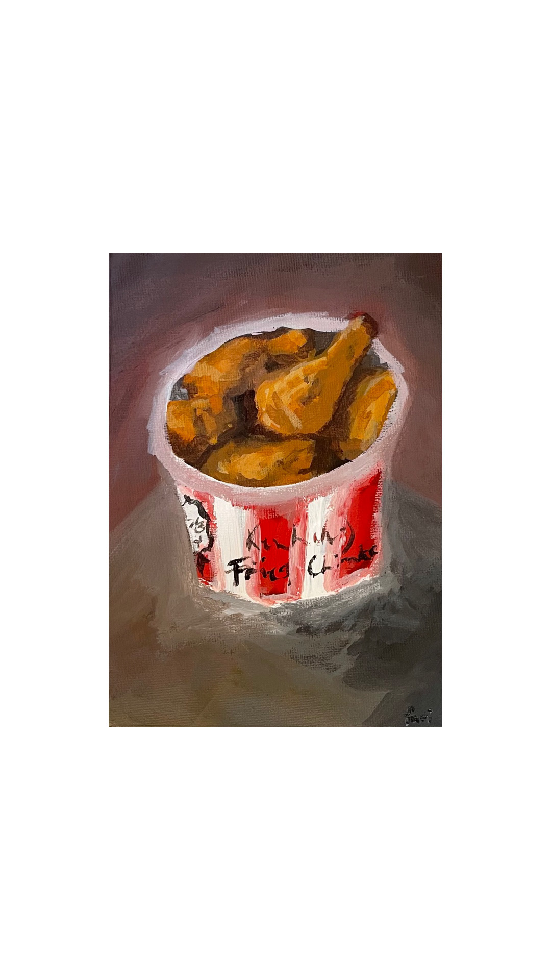 "Kraving For Chimken", 2021, acrylic on canvas roll.