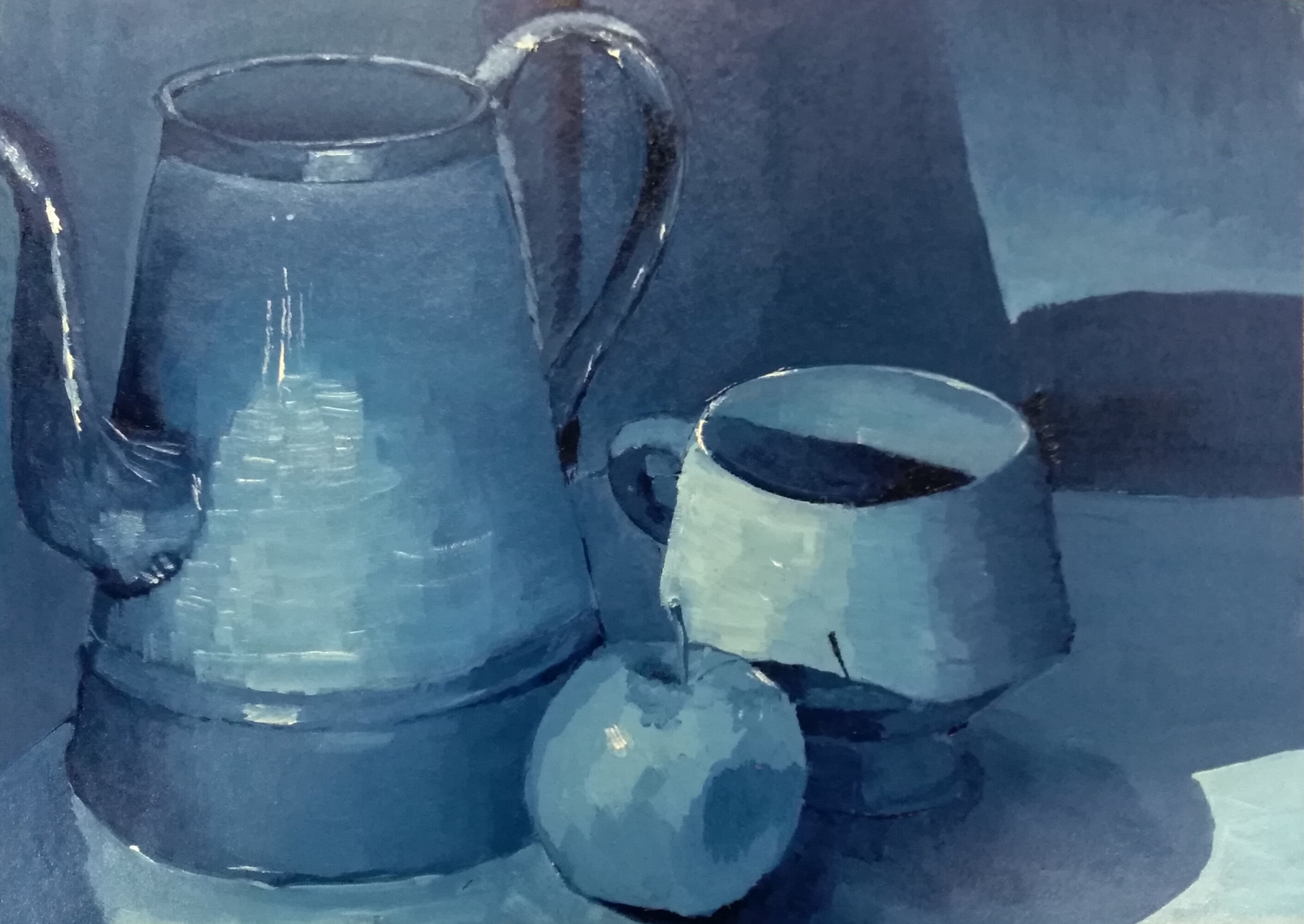 Monochrome bleu de Paris, huile