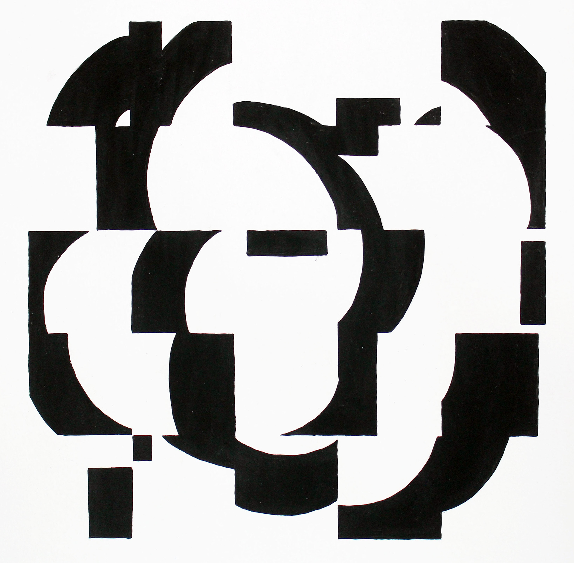 Déconstruction de la lettre a, gouache