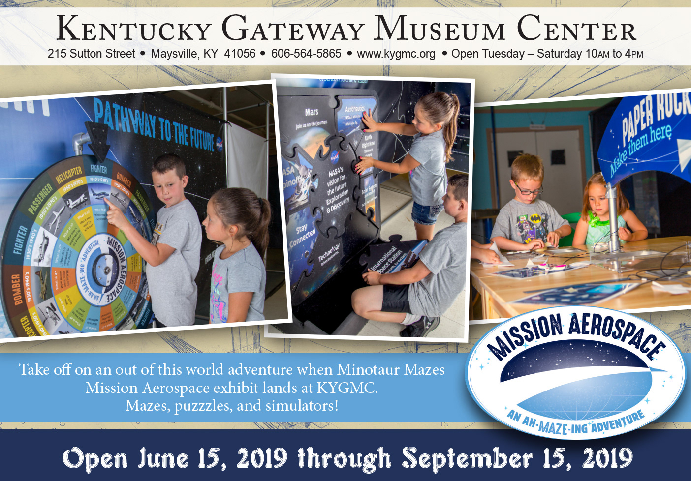 Photos supplied by Minotaur Mazes. Photo editing, layout, and design work by Amanda Hankinson. Logos & photos edited with Adobe Photoshop. Ad layout completed in Adobe InDesign.