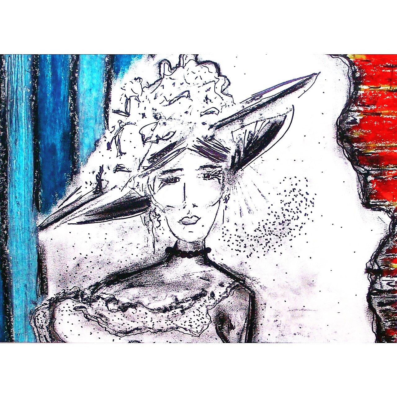 "Elegance" Acrylic, Ink, Pastel on Paper 12x18"