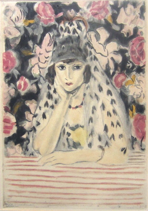 “L’Espagnole” Etching Aquatint (After the Painting by Henri Matisse), c.1925, Edition:200, Signed in Plate by Villon LR, Publisher: The Louvre - Paris, Image: 15.5 x 11”, Please Inquire