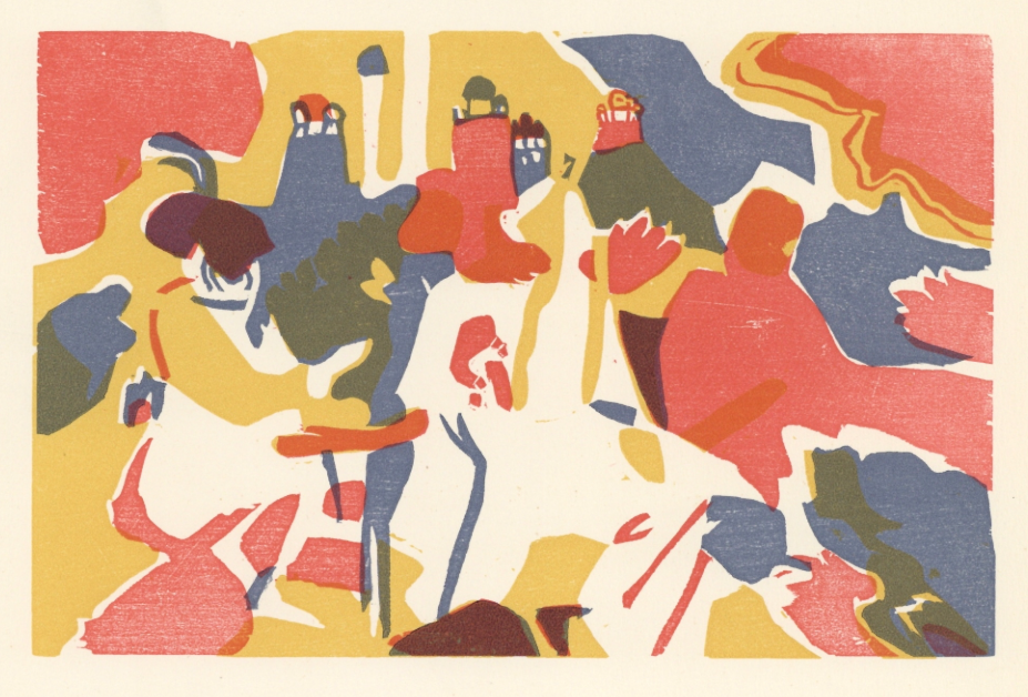 “The Orientals” Woodcut in Colors, c.1938, Edition:2000, Unsigned, Image: 5 x 7.5”, Reference: Roethel 106, Please Inquire