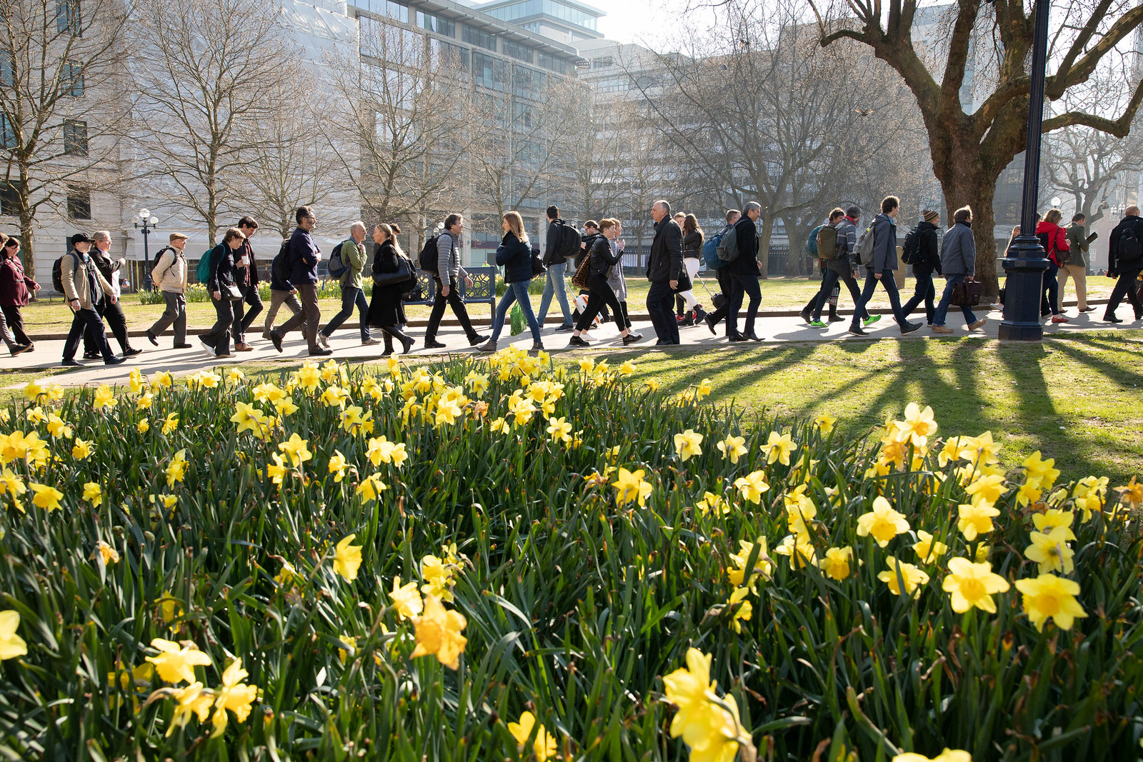 People walking in Birmingham: We want a future where people walk their local, everyday journeys - especially where it is more populated and possible in towns and cities. Lots of people walking, like in this picture, makes us very happy!